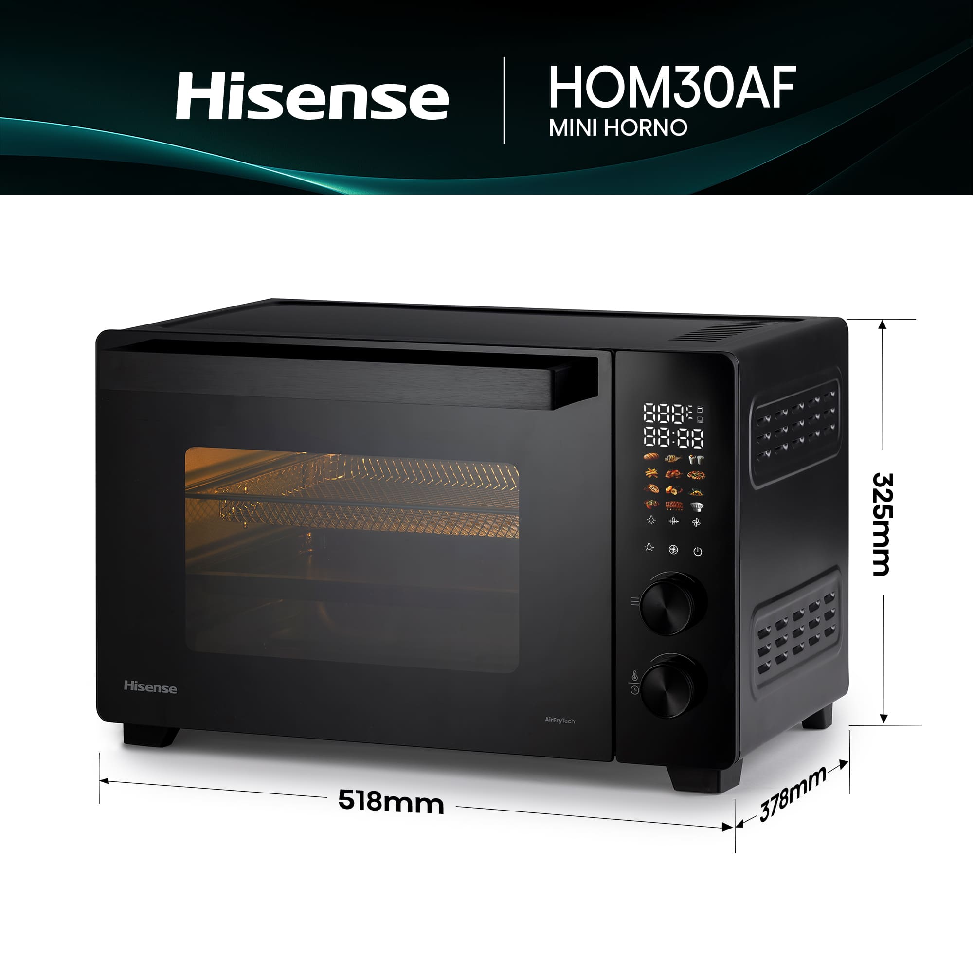 Hisense - Mini Horno Air Fryer Hisense HOM30AF