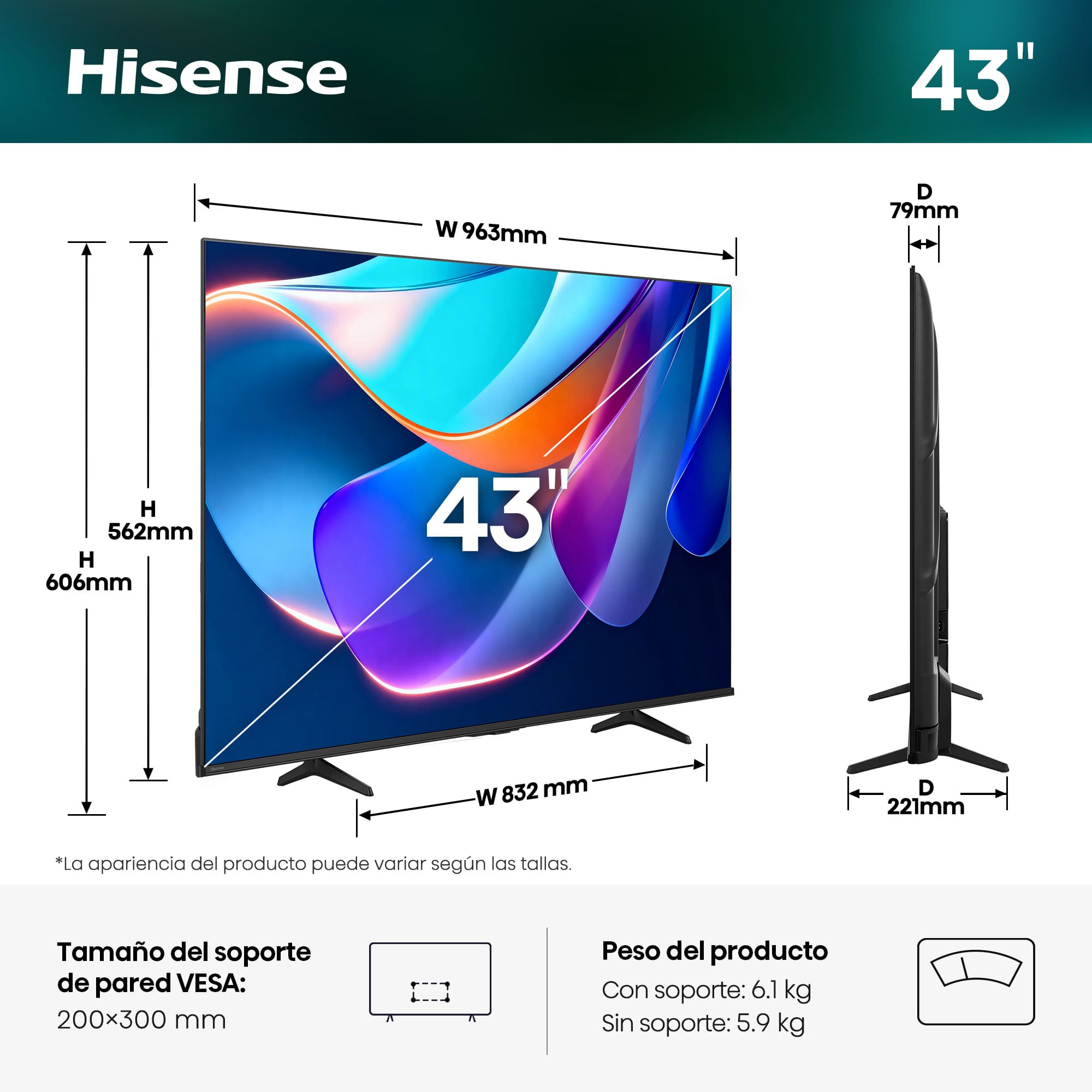 Hisense - Serie A6 UHD 4K Hisense TV 43A6S