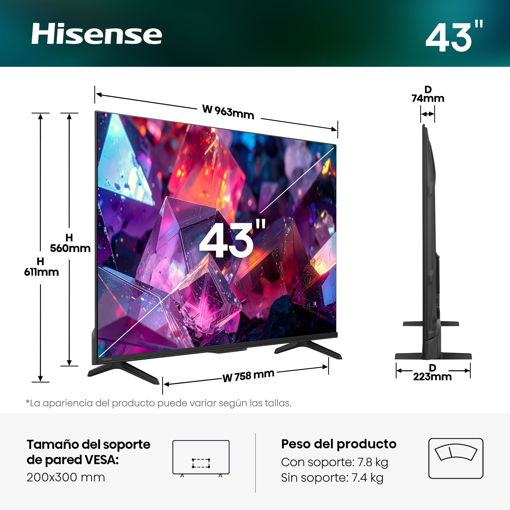 Hisense - Serie E7 PRO QLED Gaming TV Hisense 43E7S PRO