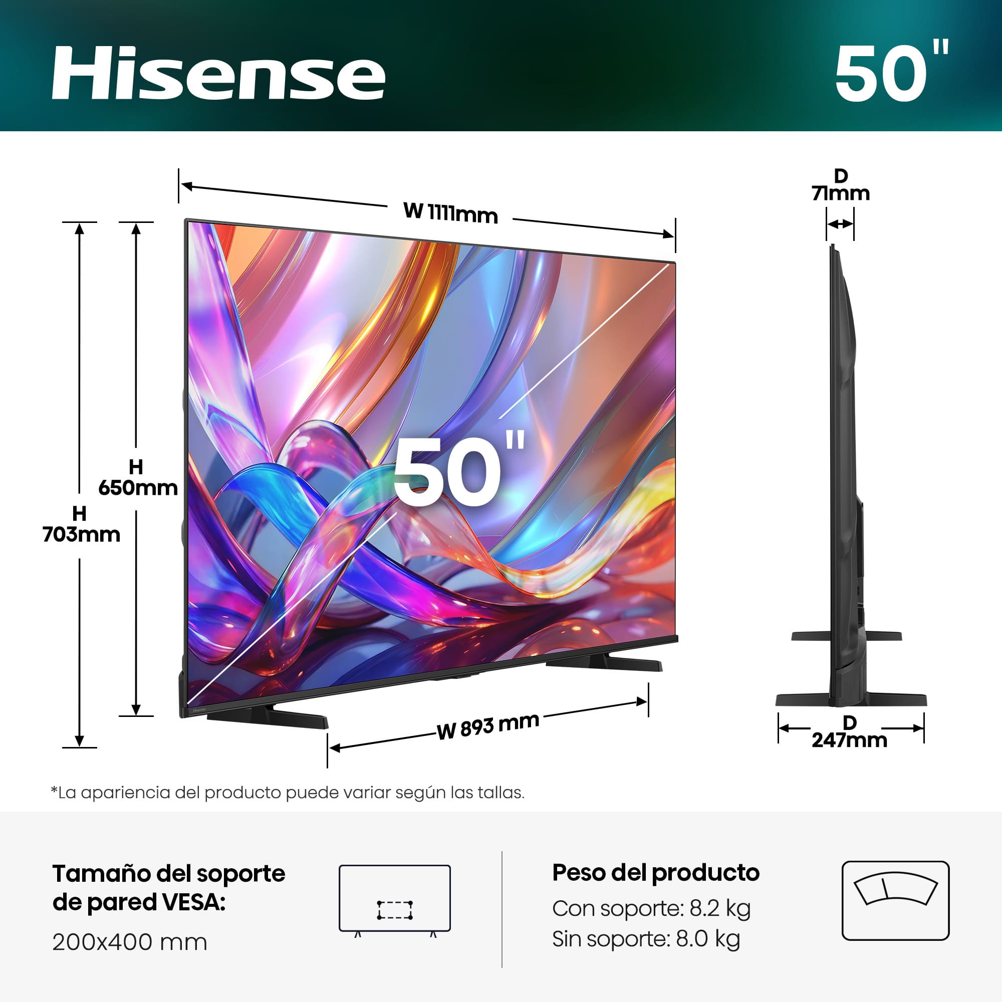 Hisense - Serie E7 QLED TV Hisense 50E7S