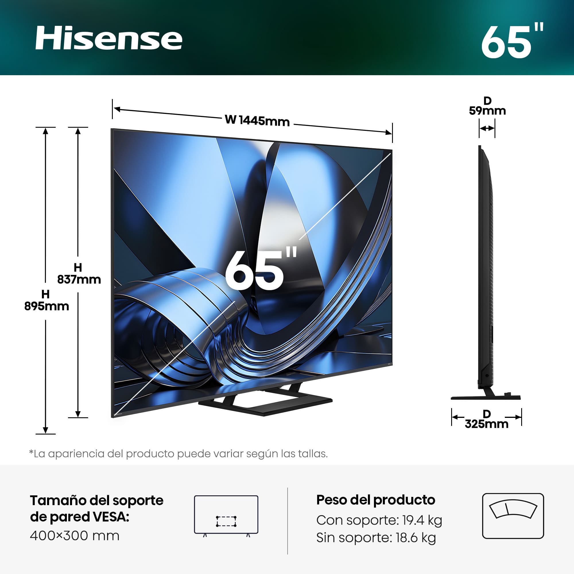 Hisense - Serie U7SE MiniLED TV Hisense 65U7SE