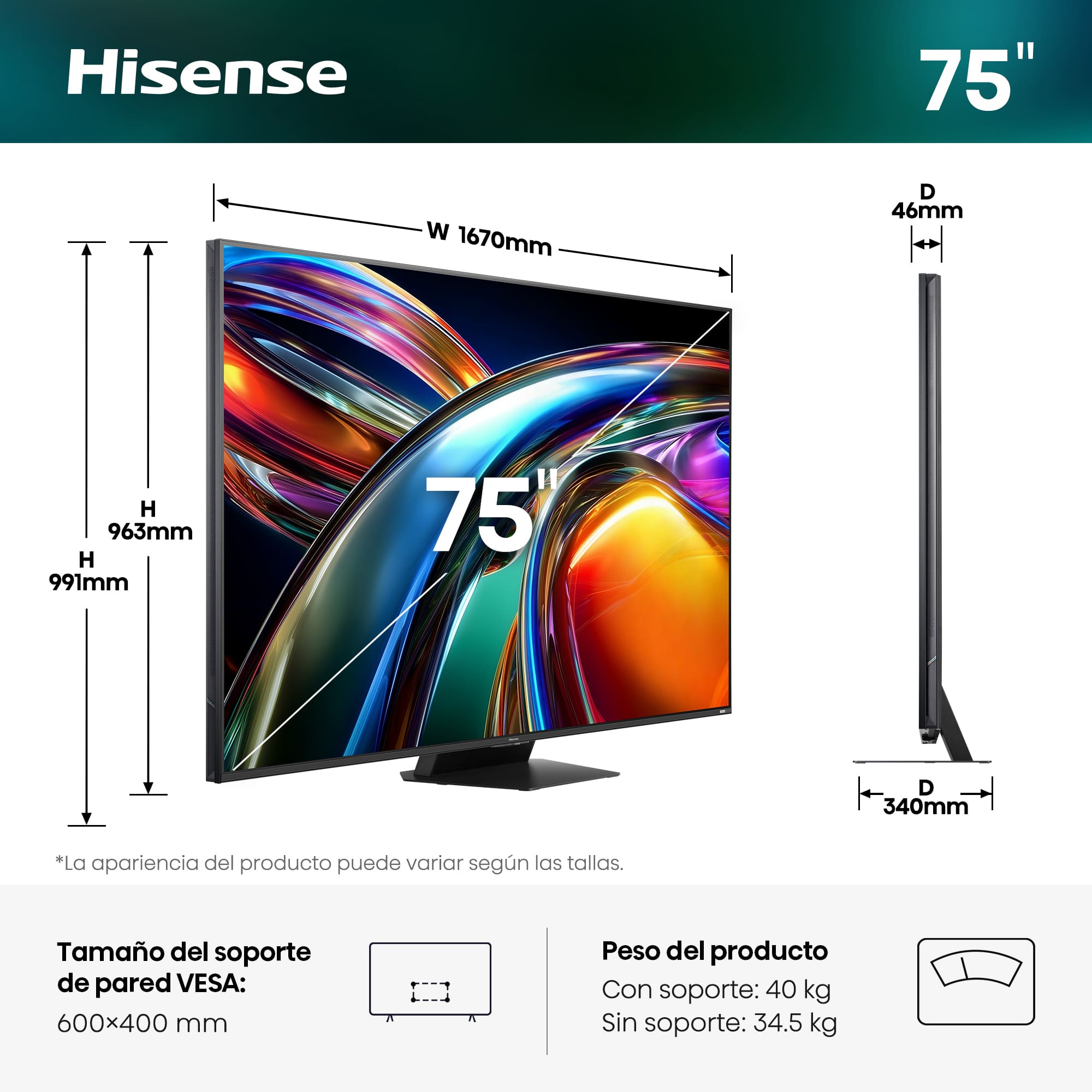 Hisense - Serie UR9 RGB MiniLED TV Hisense 75UR9S