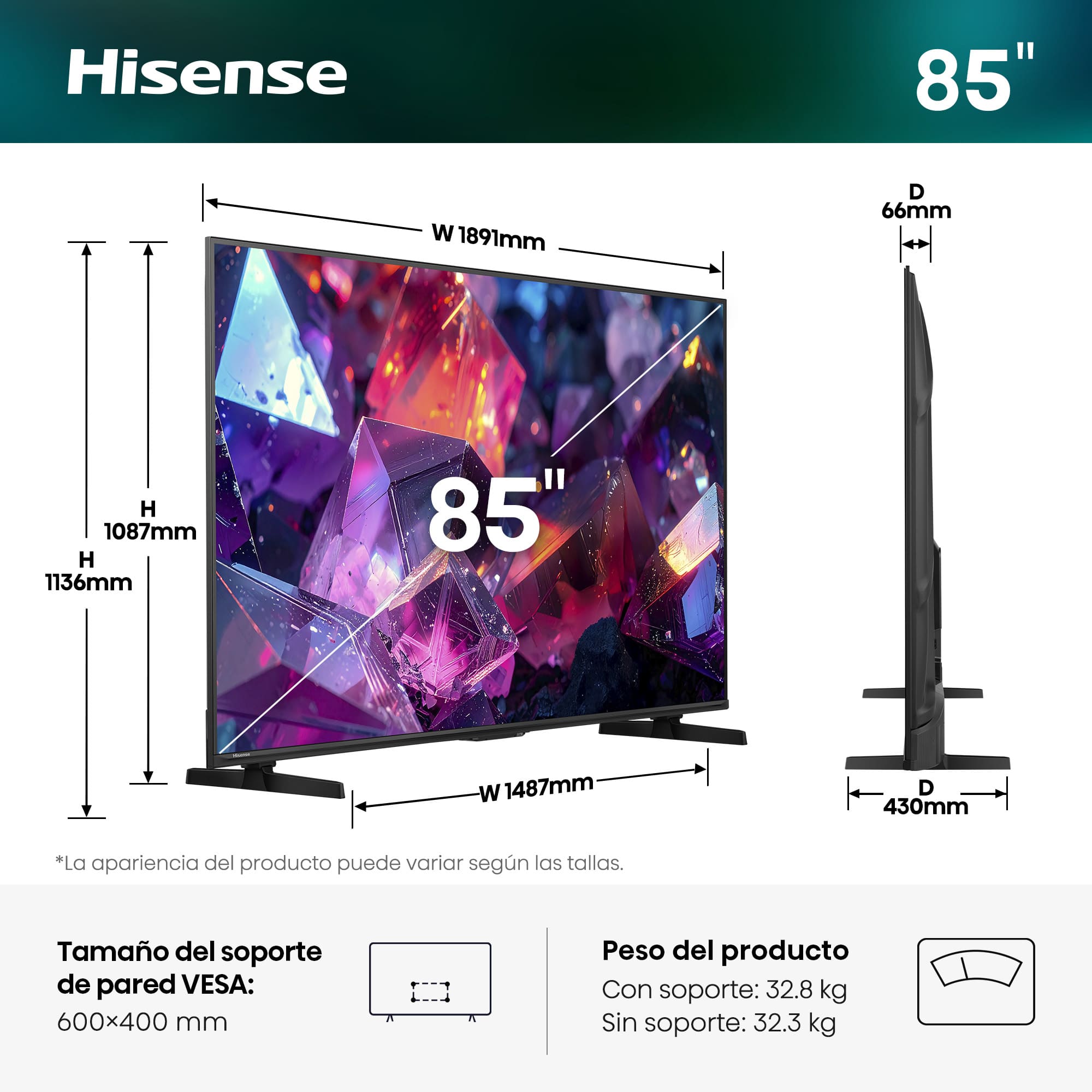 Hisense - Serie E7 PRO QLED Gaming TV Hisense 85E7S PRO