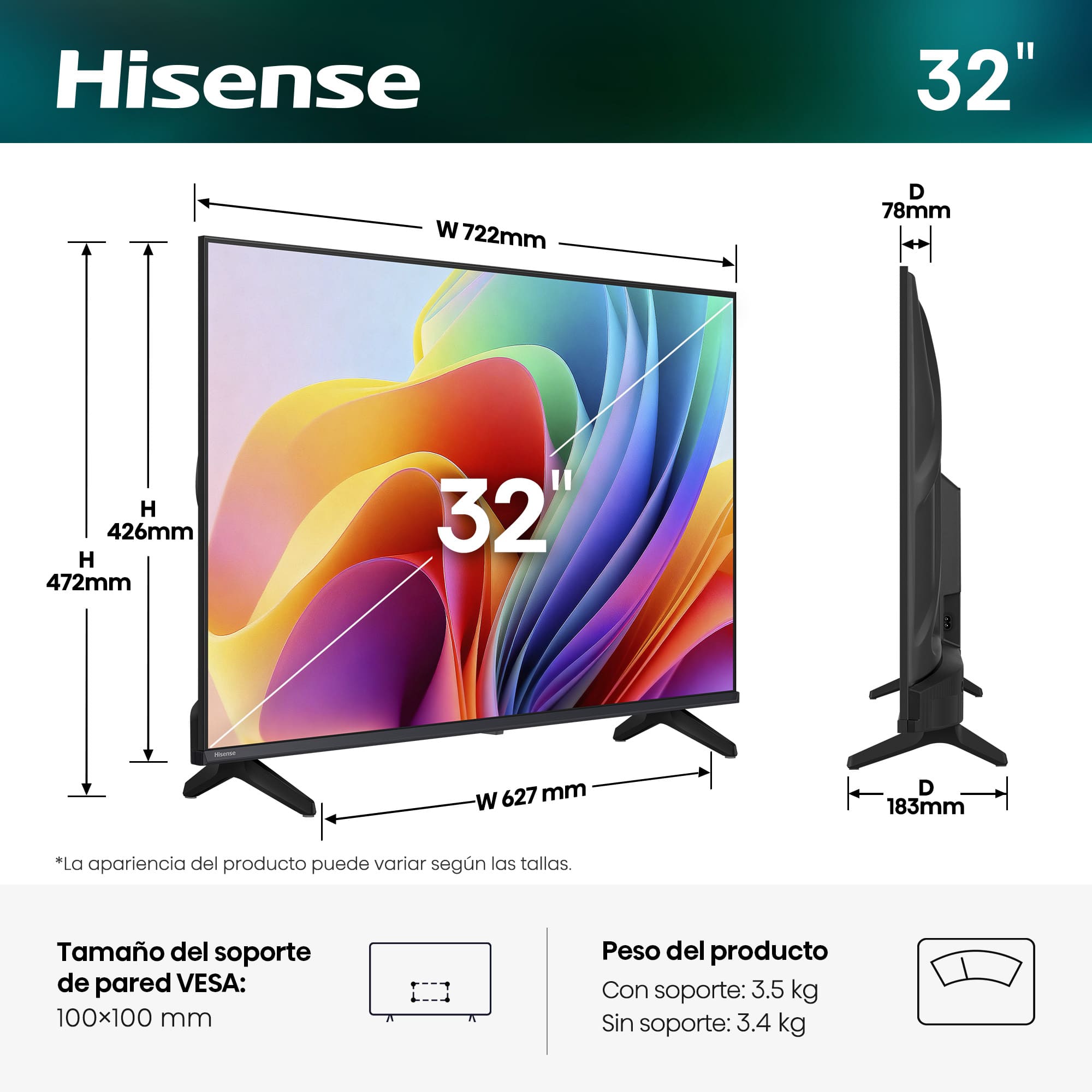 Hisense - Serie A4 Smart TV Hisense 32A4S