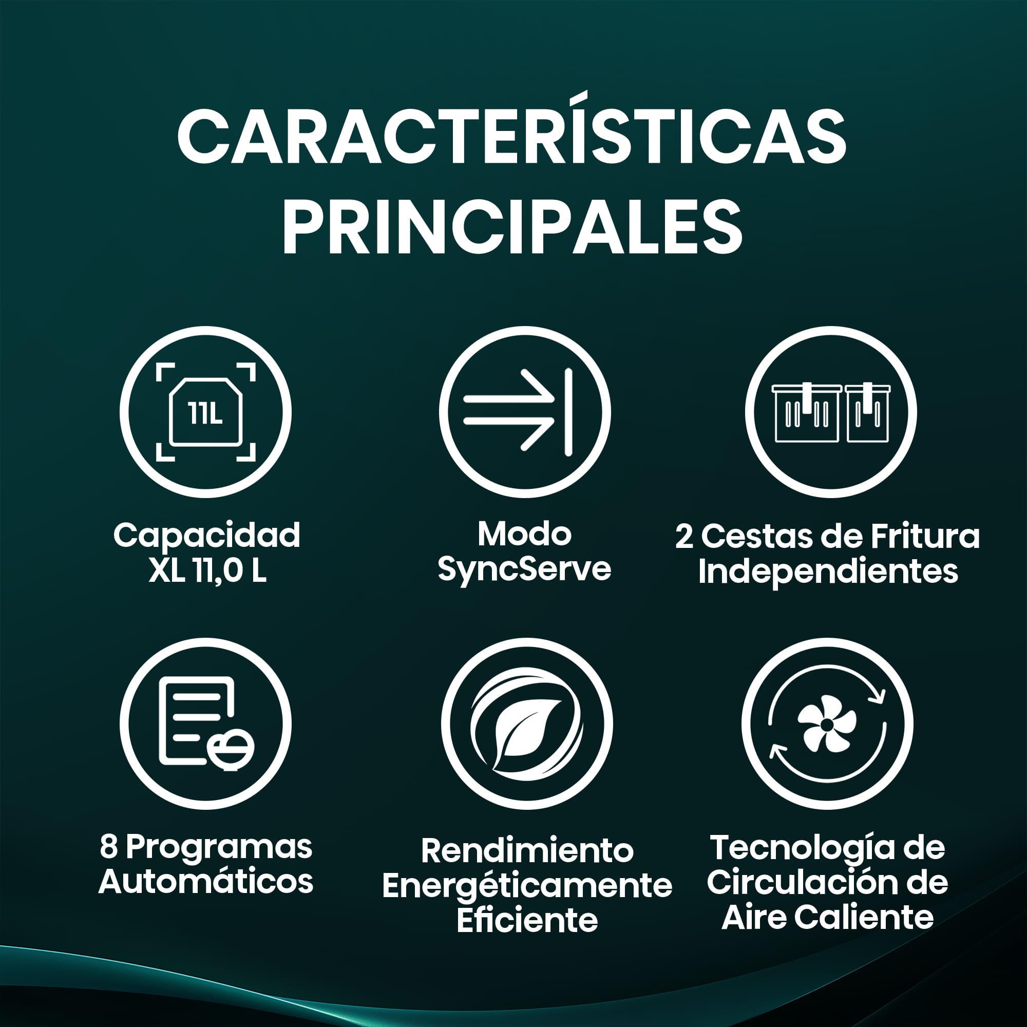 Hisense - Hisense HAF2700DCD Freidora de Aire Doble Cesta 11 L