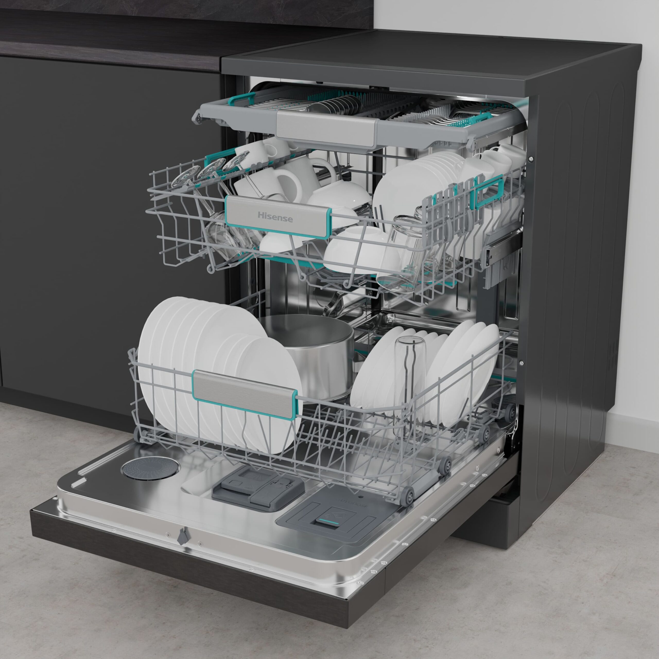 Hisense - HS693A90ADBX – Lavavajillas 60Cm De Libre Instalación, Clase A, Capacidad 16 Serv., Color Inox