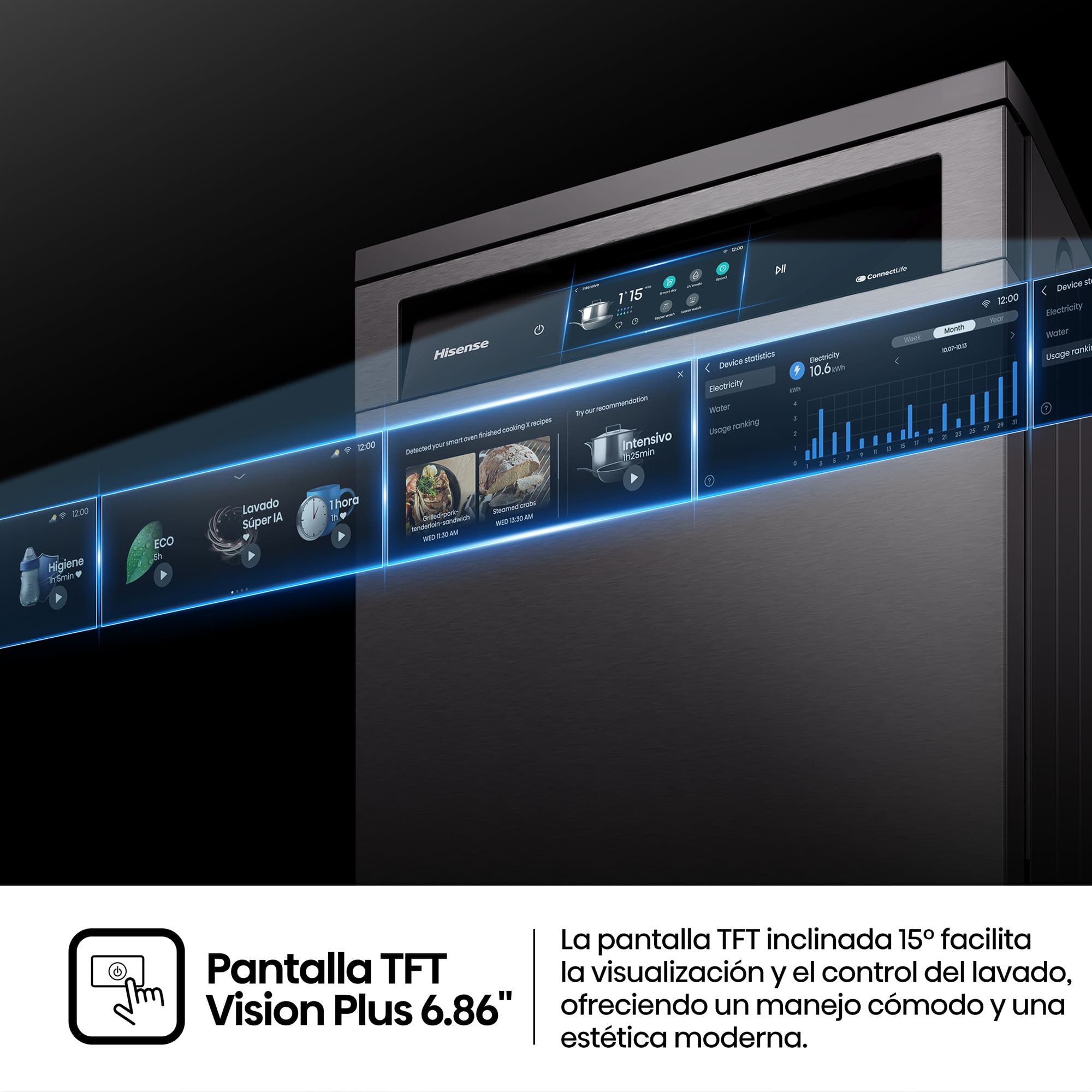 Hisense - HS693A90ADBX – Lavavajillas 60Cm De Libre Instalación, Clase A, Capacidad 16 Serv., Color Inox