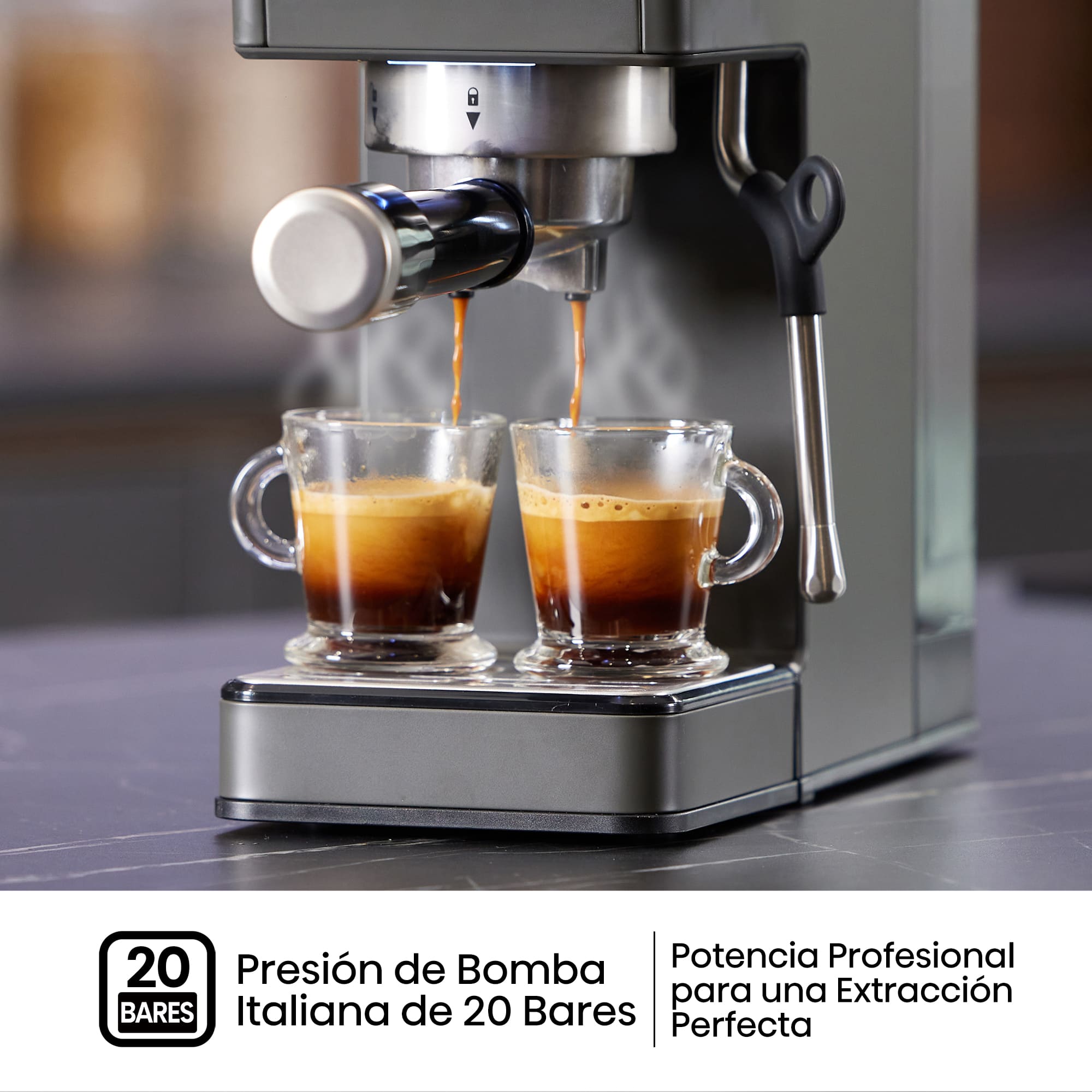 Hisense - Hisense HESCM20LP Cafetera Espresso 20 Bar con PID