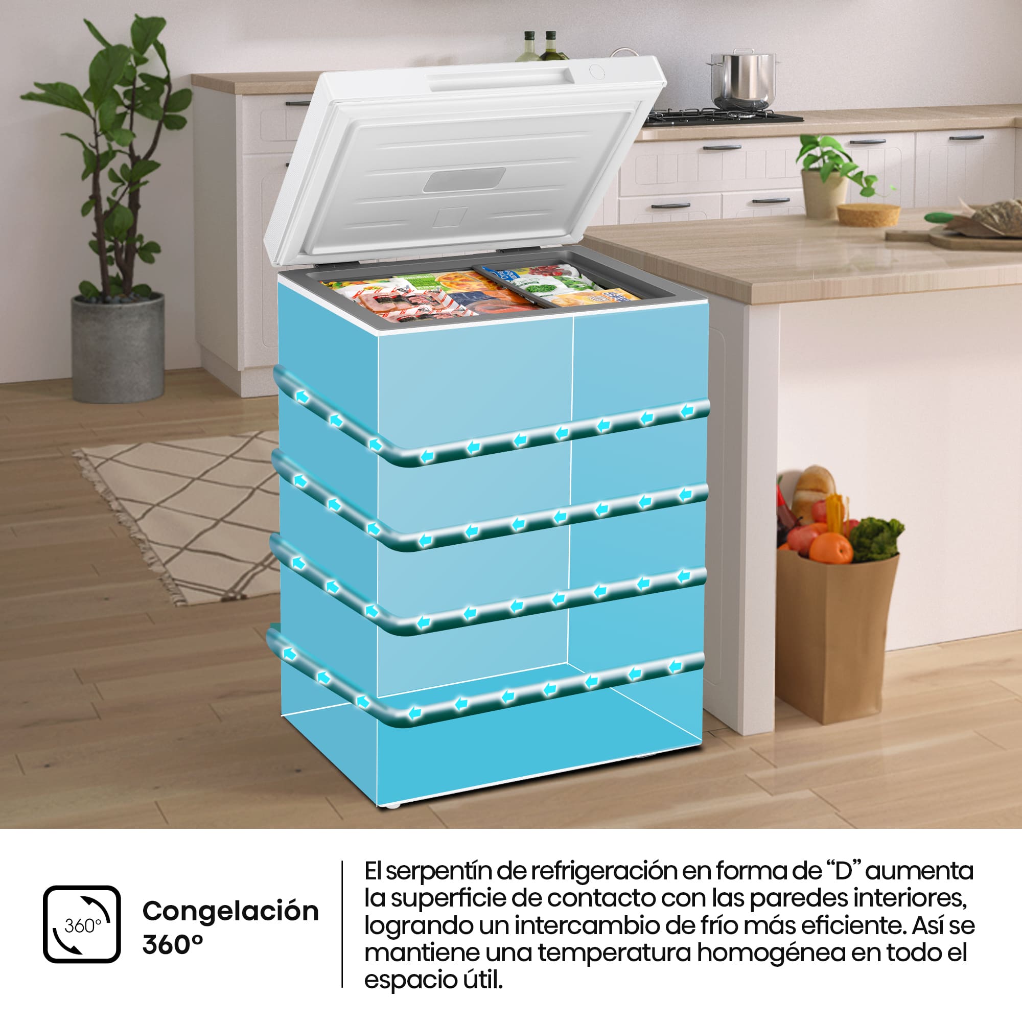 Hisense - FT100N1AWDL – Arcón Congelador, Clase D, Capacidad 97L, Color Blanco