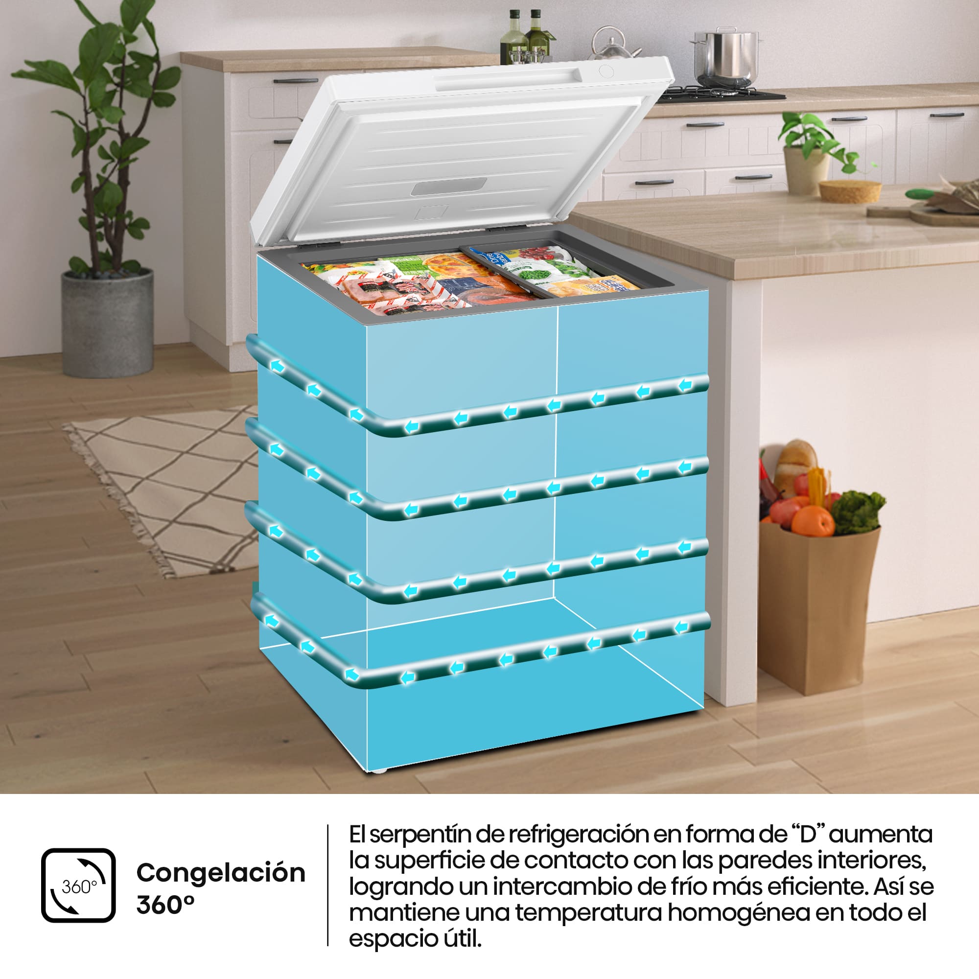 Hisense - FT145N1AWDL – Arcón Congelador, Clase D, Capacidad 141L, Color Blanco