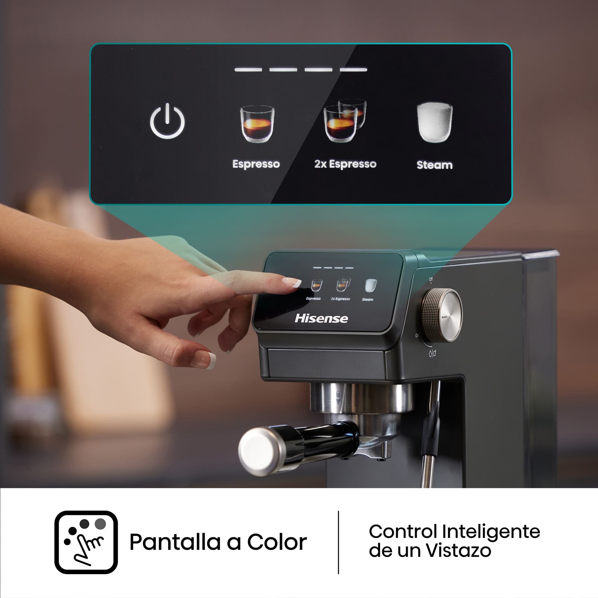 Hisense - Hisense HESCM20LP Cafetera Espresso 20 Bar con PID