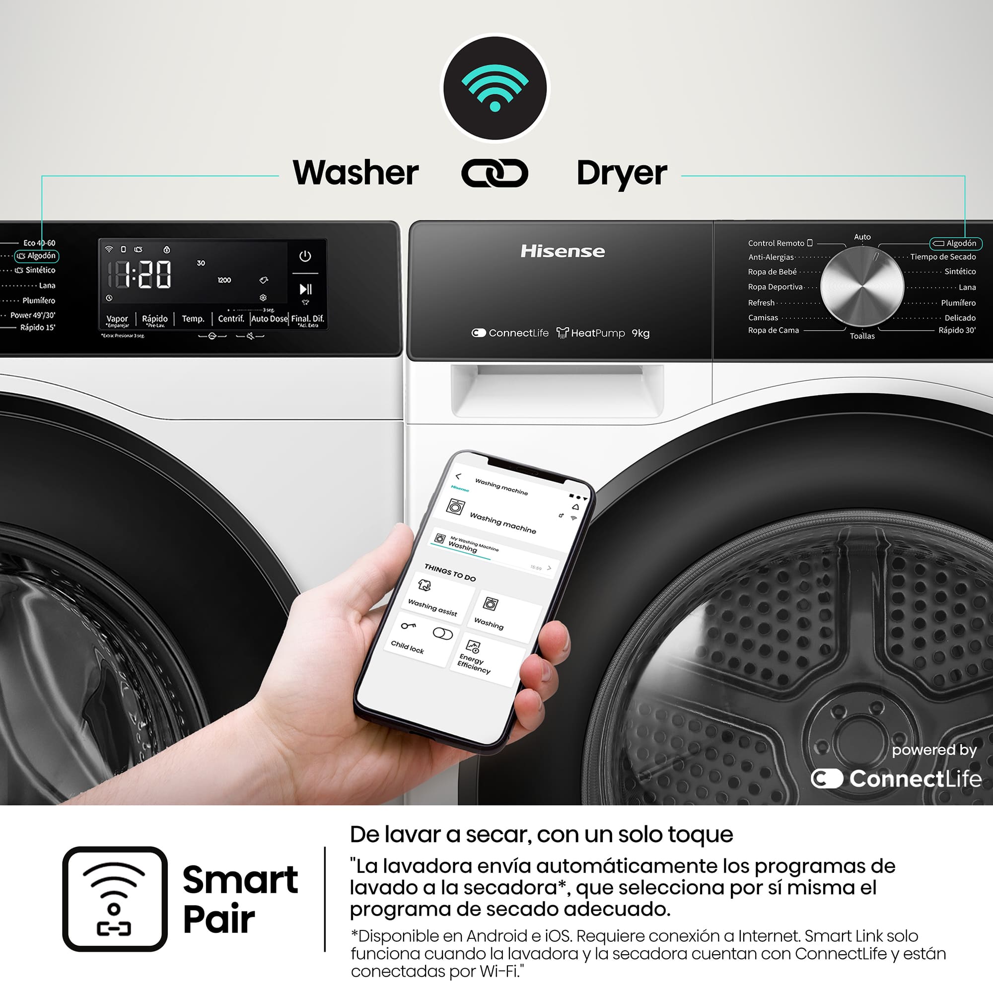 Hisense - DH3S802BW2 – Secadora De Libre Instalación, Clase D, Capacidad 8Kg, Color Blanco