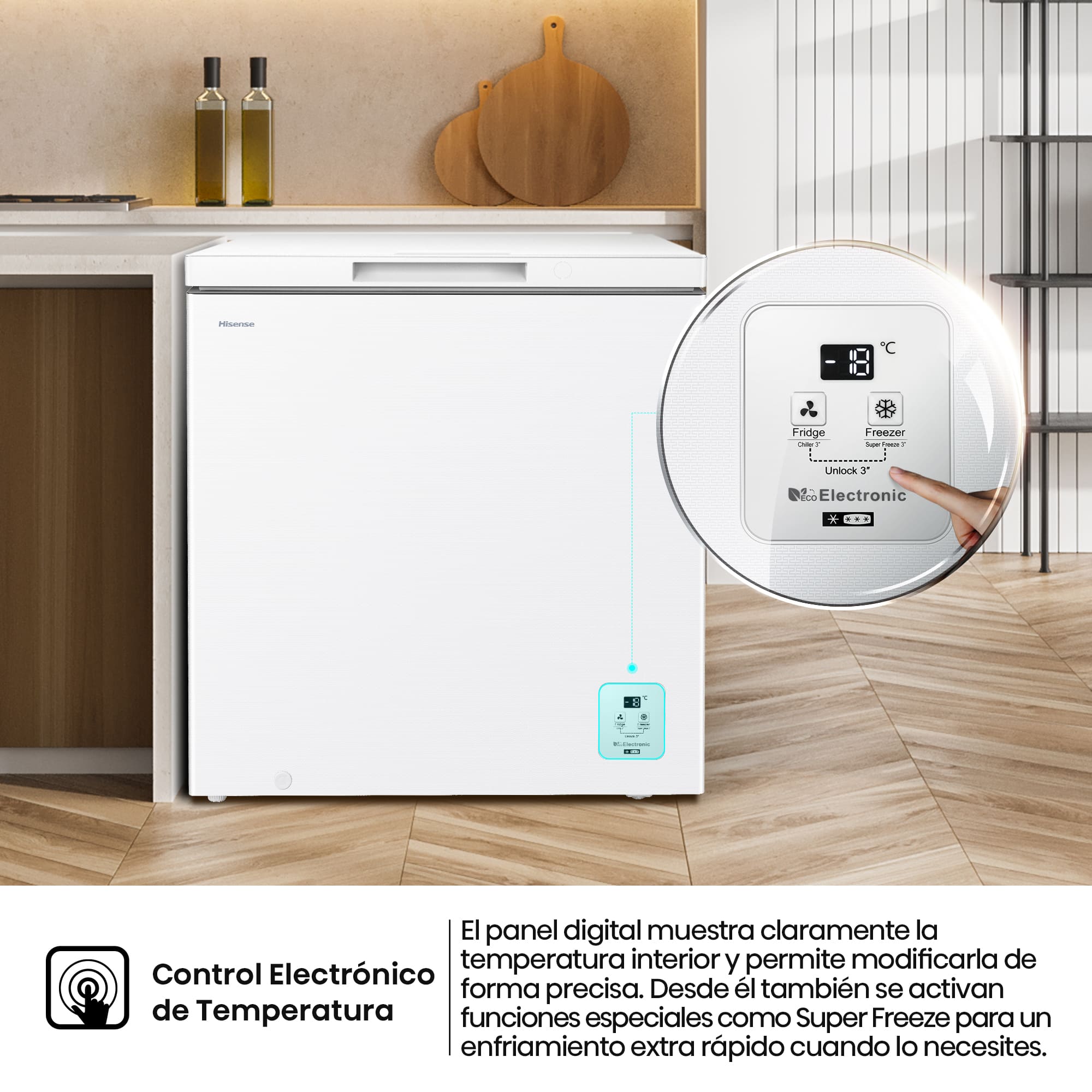 Hisense - FT200N1AWDL – Arcón Congelador, Clase D, Capacidad 198L, Color Blanco