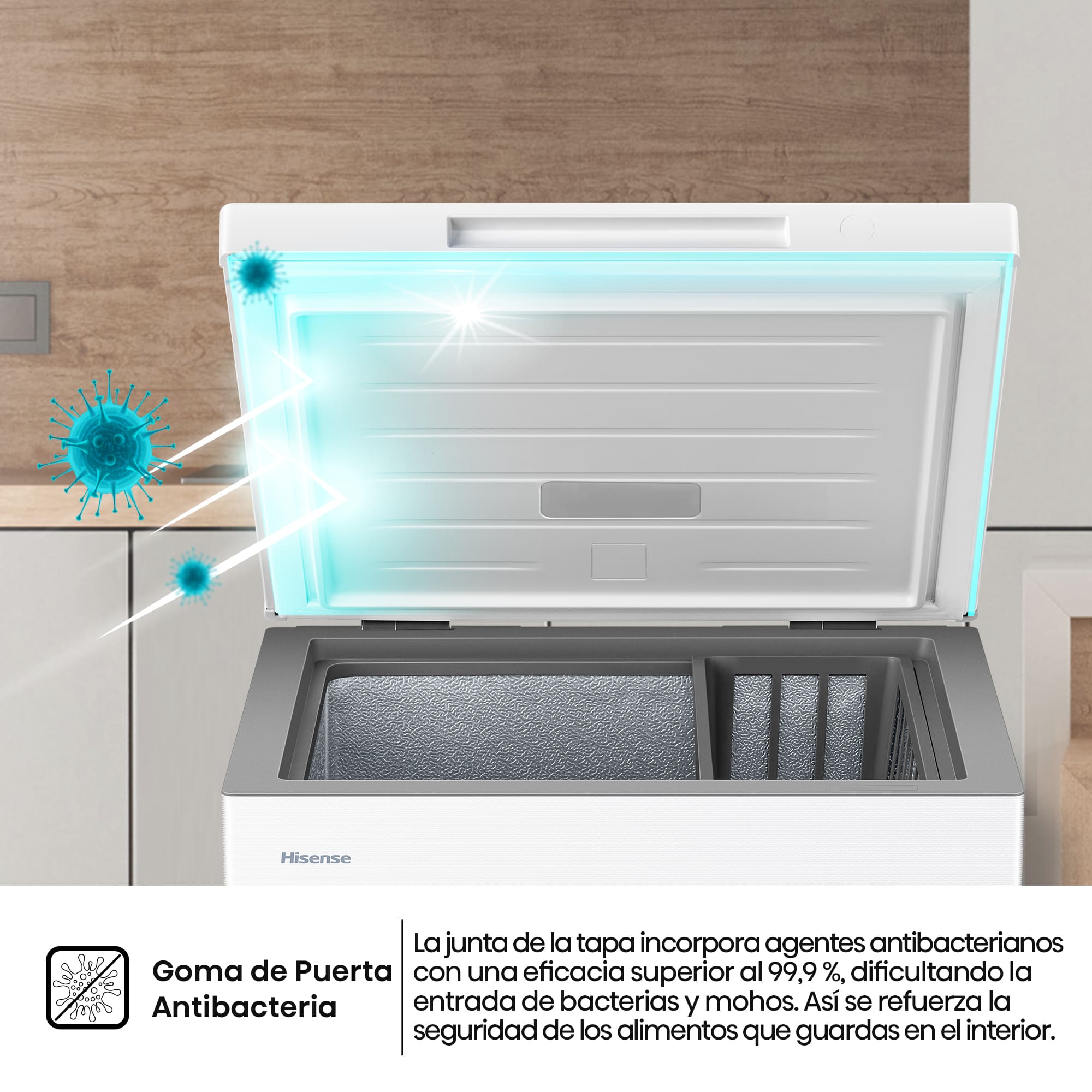Hisense - FT145N1AWDL – Arcón Congelador, Clase D, Capacidad 141L, Color Blanco