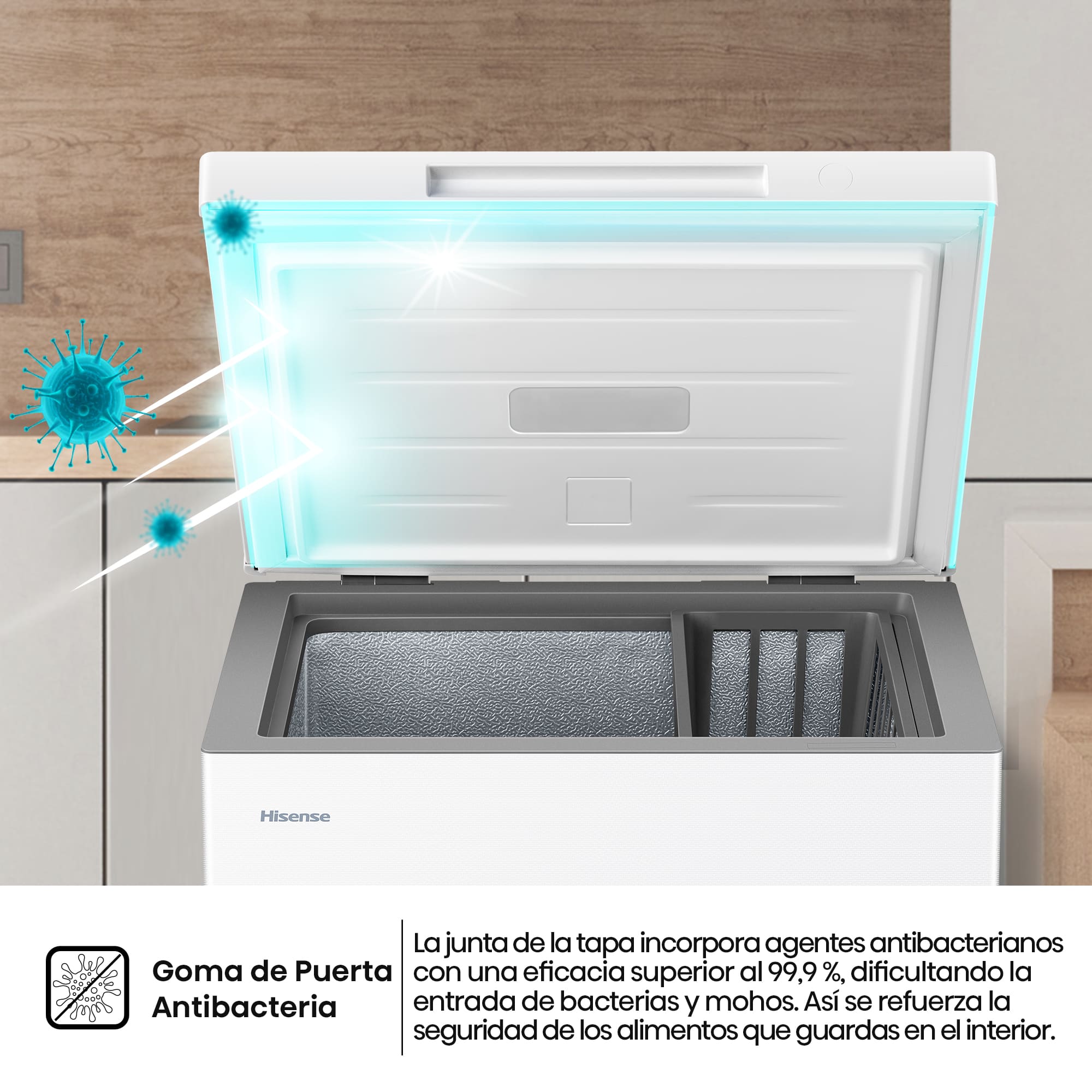 Hisense - FT100N1AWDL – Arcón Congelador, Clase D, Capacidad 97L, Color Blanco
