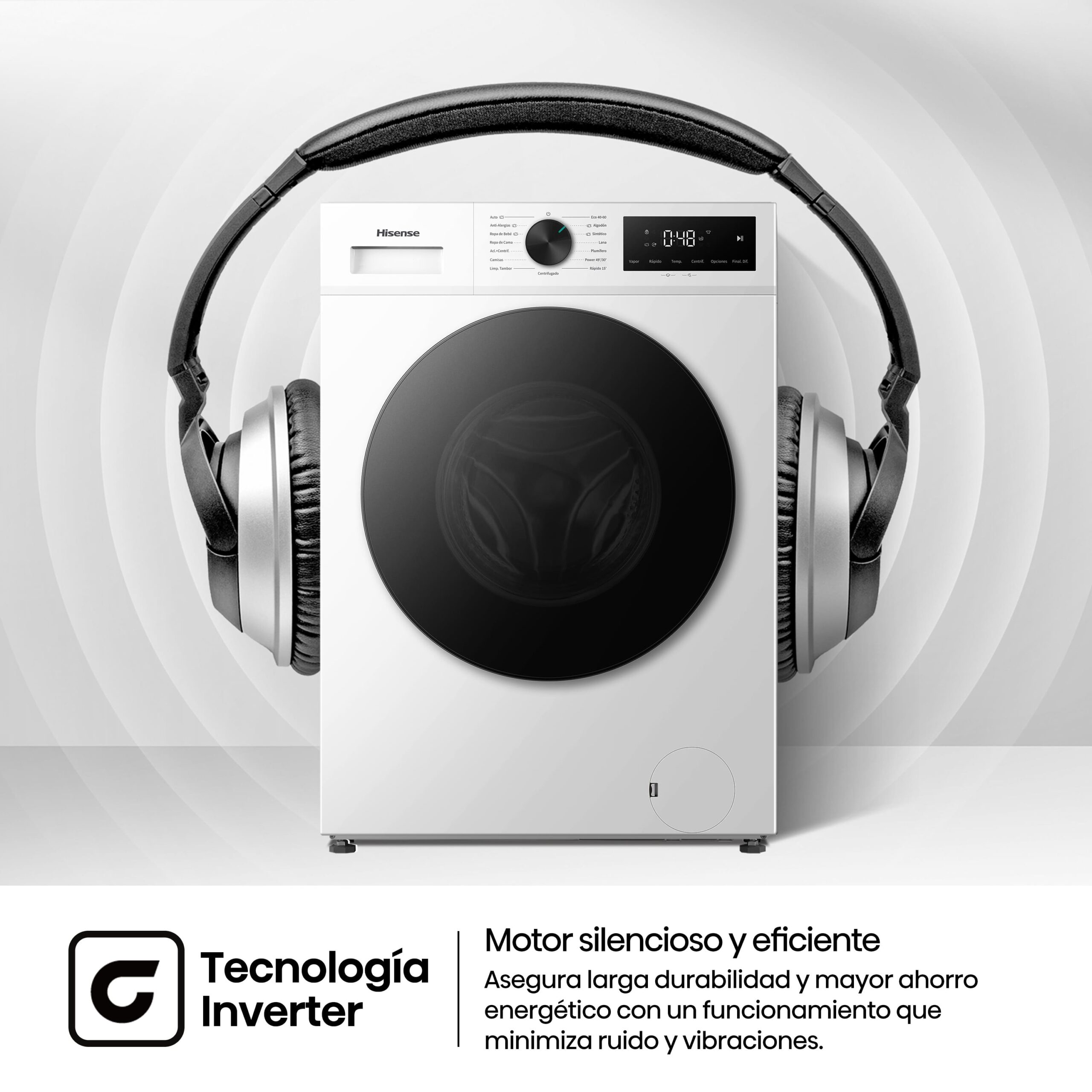 Hisense - WF1I9042BWP2 – Lavadora De Libre Instalación, Clase A, 9 Kg, 1400 rpm, Blanco