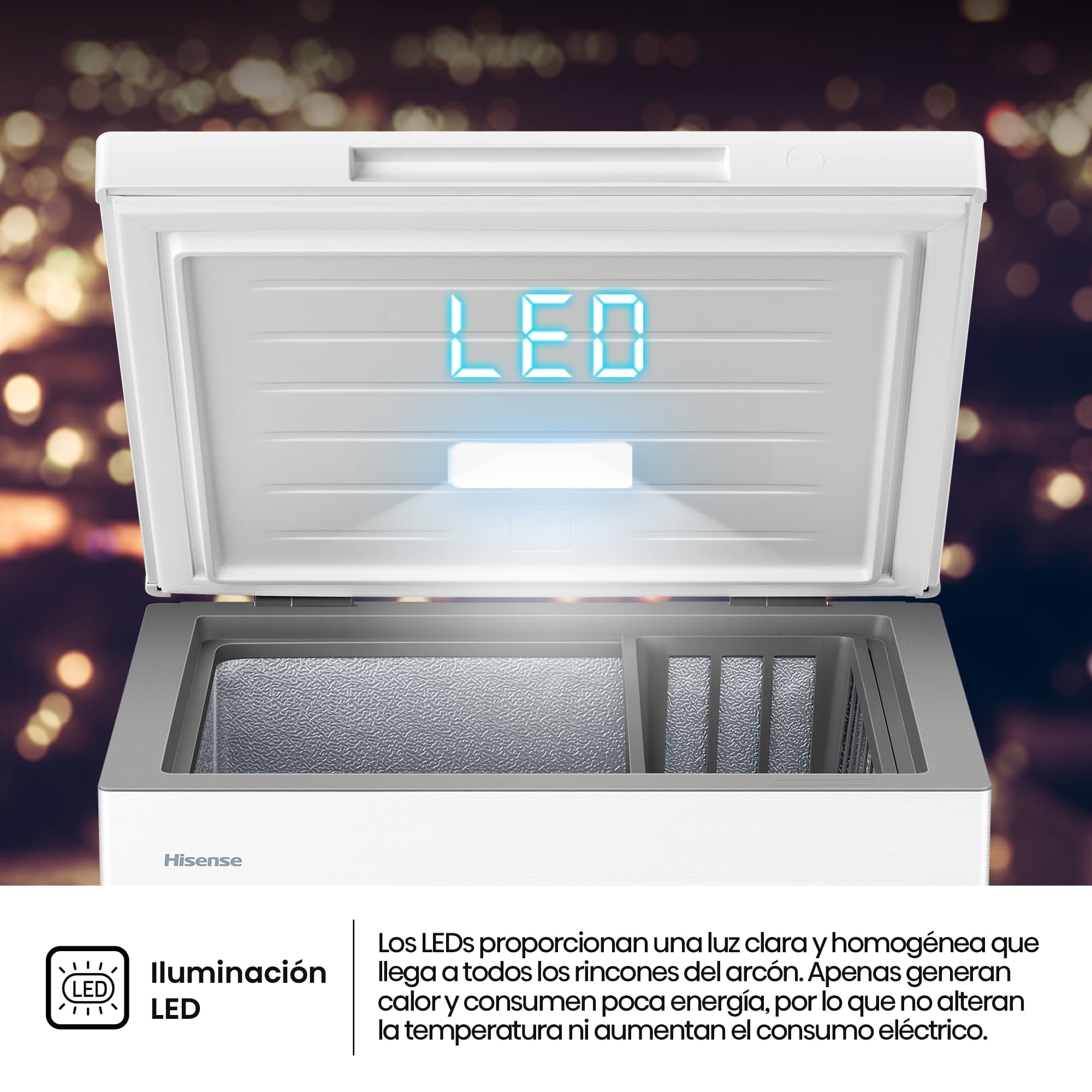 Hisense - FT145N1AWDL – Arcón Congelador, Clase D, Capacidad 141L, Color Blanco