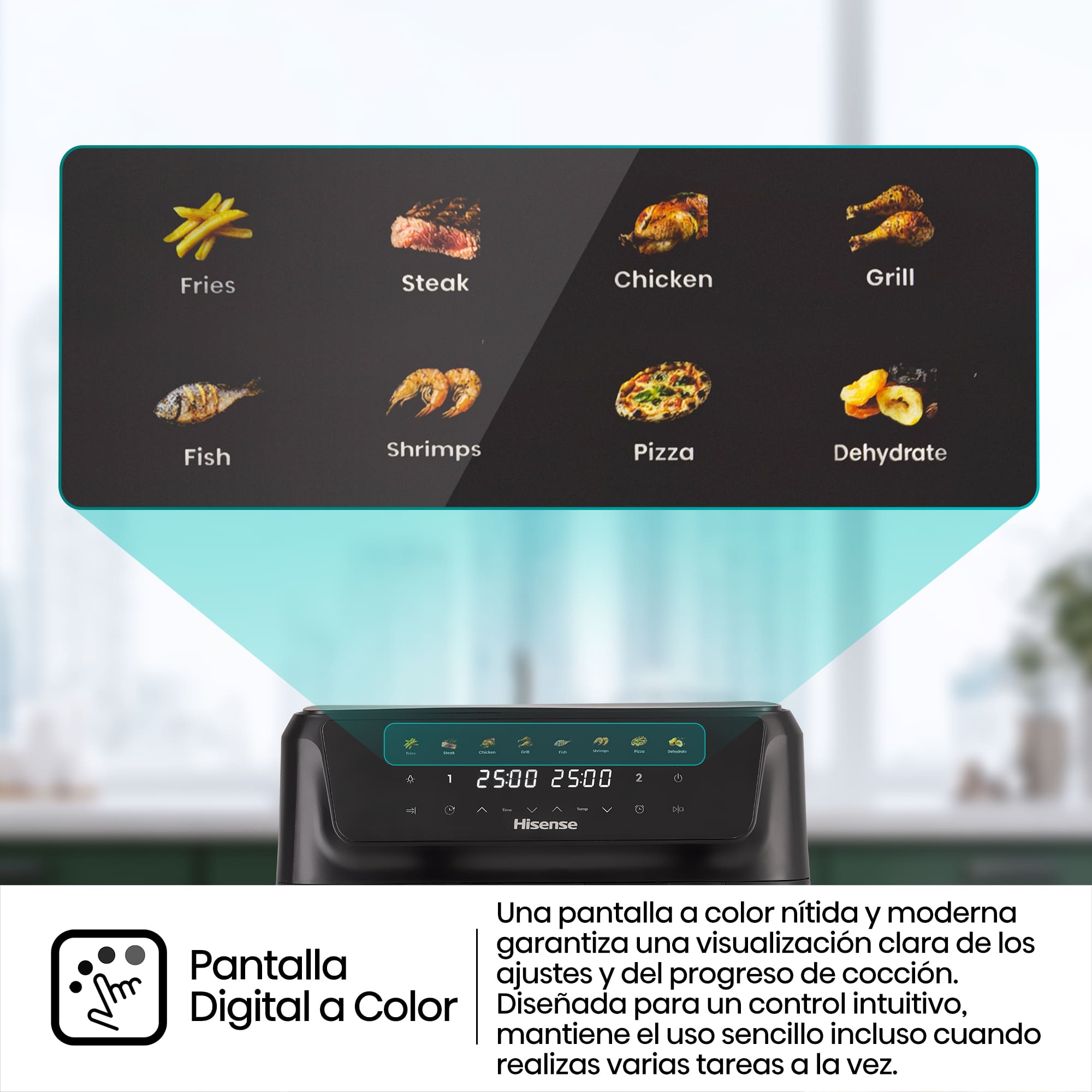 Hisense - Hisense HAF2700DCD Freidora de Aire Doble Cesta 11 L