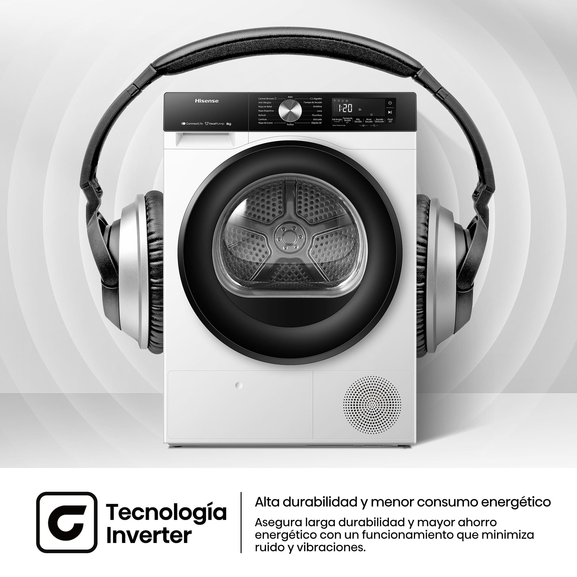 Hisense - DH3S802BW2 – Secadora De Libre Instalación, Clase D, Capacidad 8Kg, Color Blanco