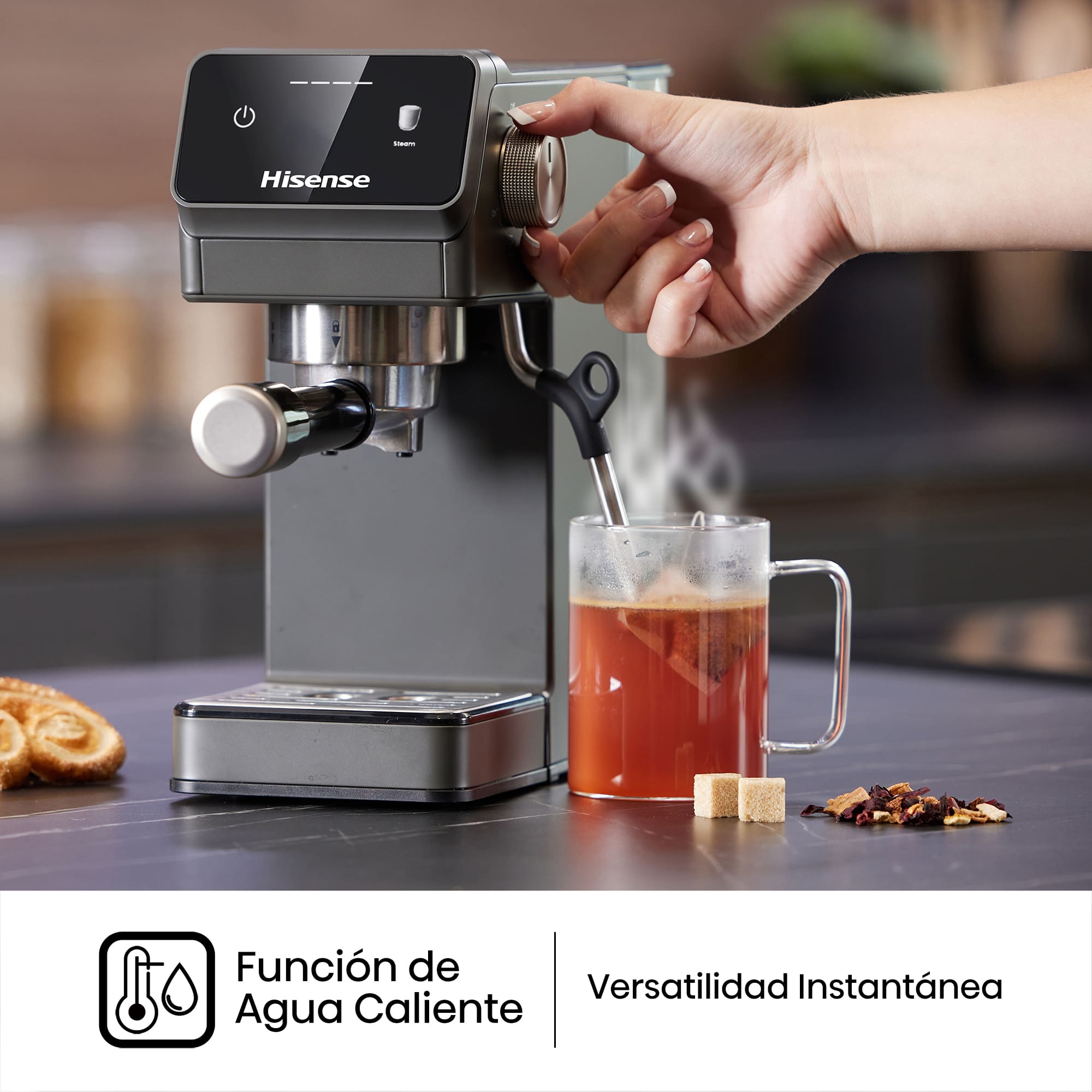 Hisense - Hisense HESCM20LP Cafetera Espresso 20 Bar con PID
