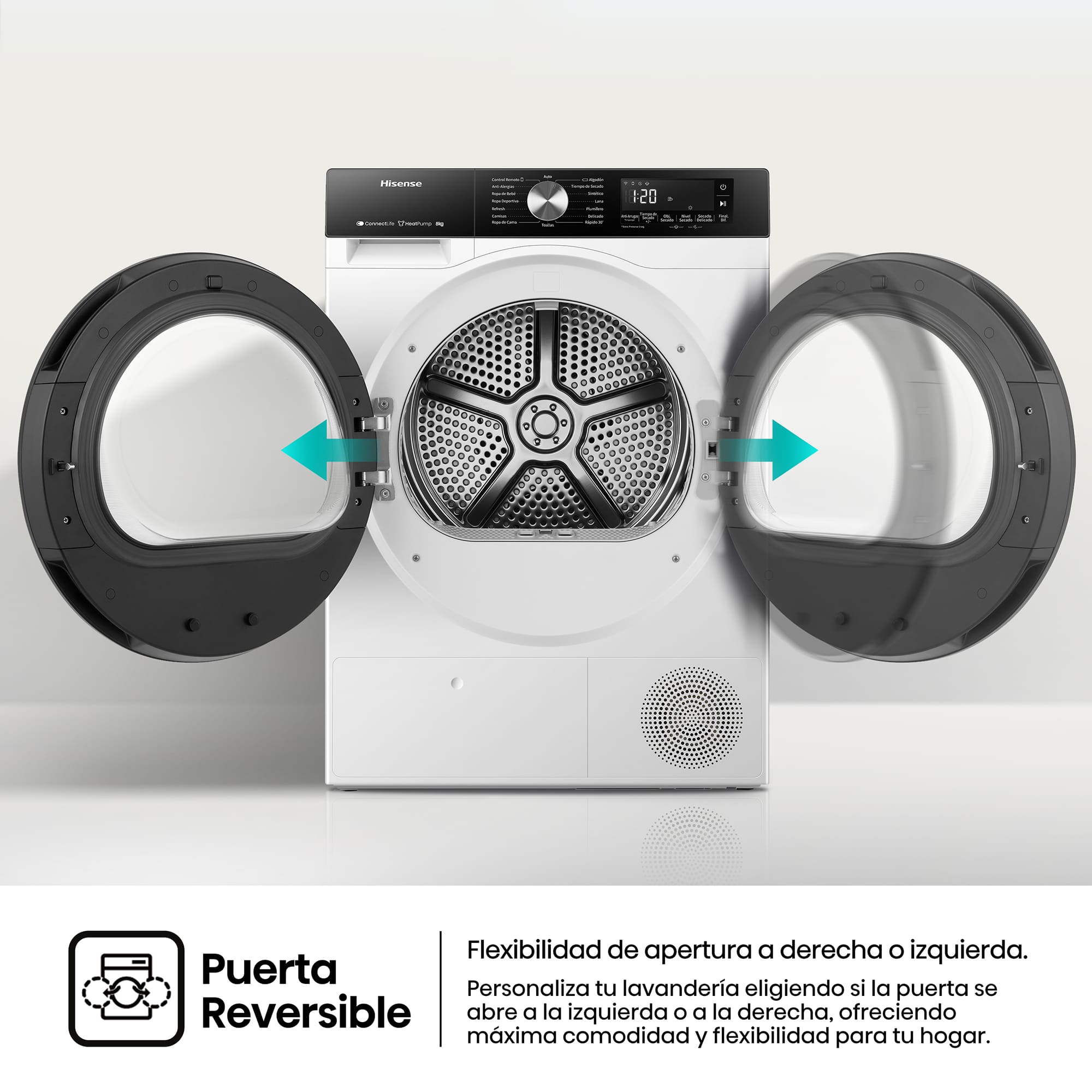 Hisense - DH3S802BW2 – Secadora De Libre Instalación, Clase D, Capacidad 8Kg, Color Blanco