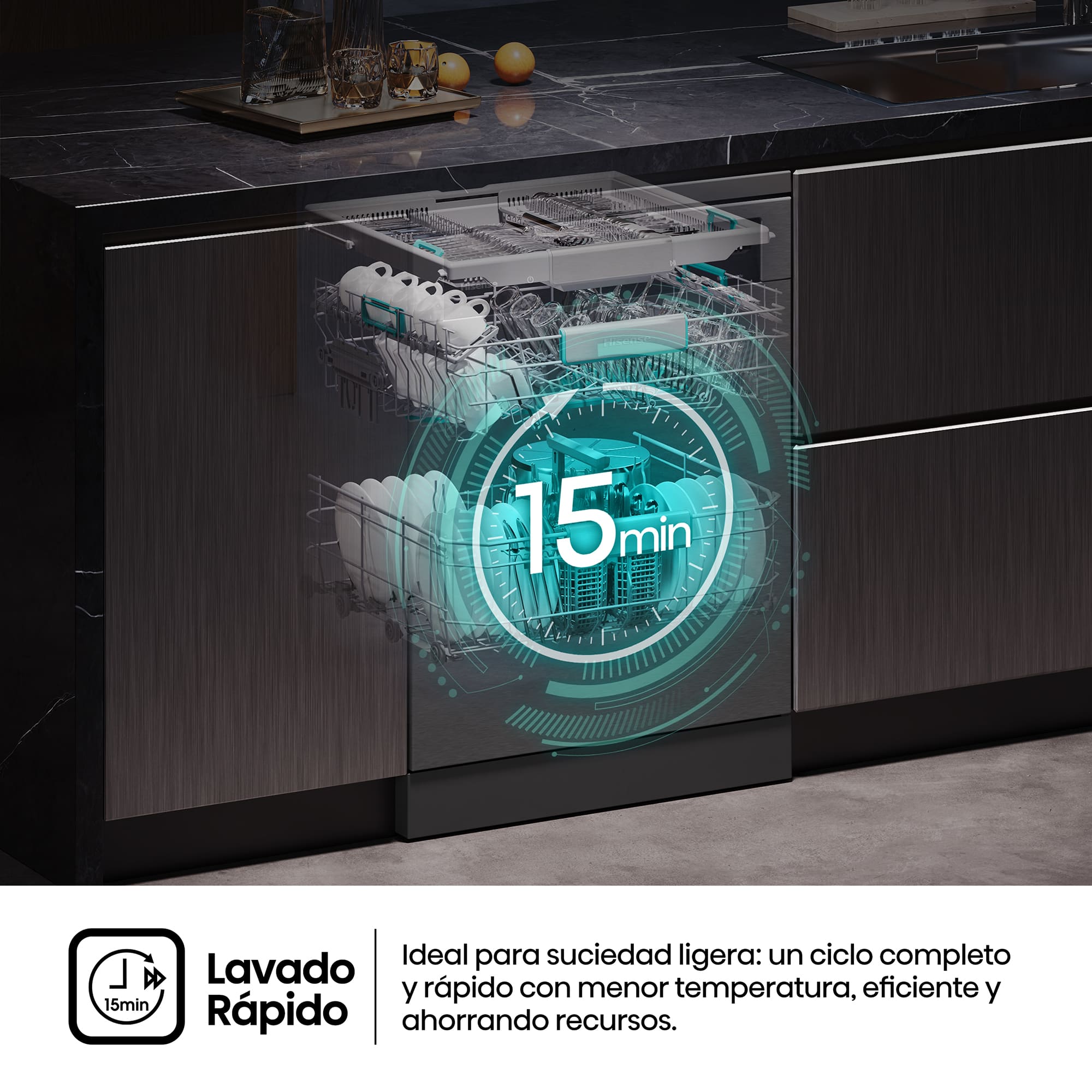 Hisense - HS693A90ADBX – Lavavajillas 60Cm De Libre Instalación, Clase A, Capacidad 16 Serv., Color Inox