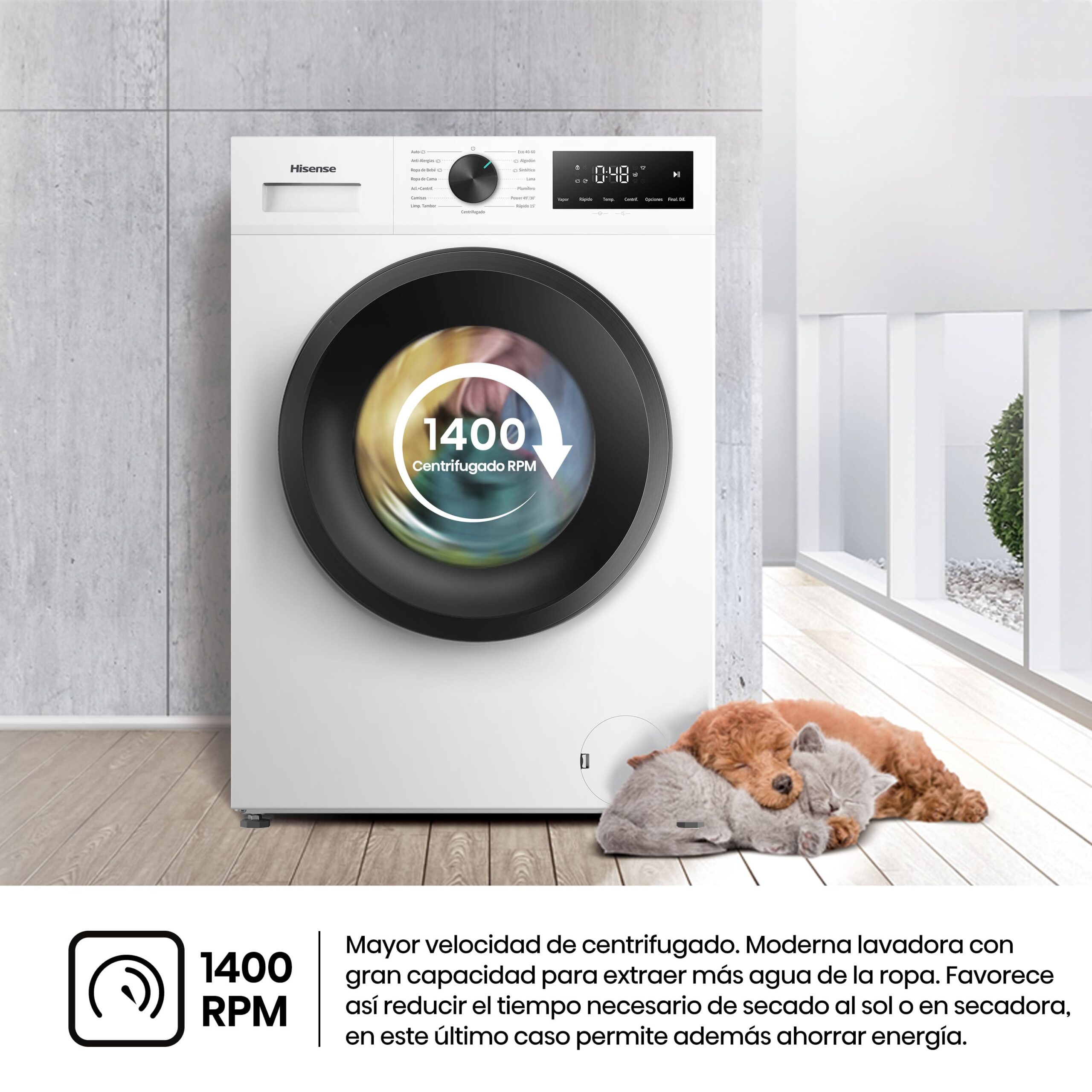 Hisense - WF1I1142BWL – Lavadora De Libre Instalación, A, 11 Kg, 1400 rpm, Color Blanco