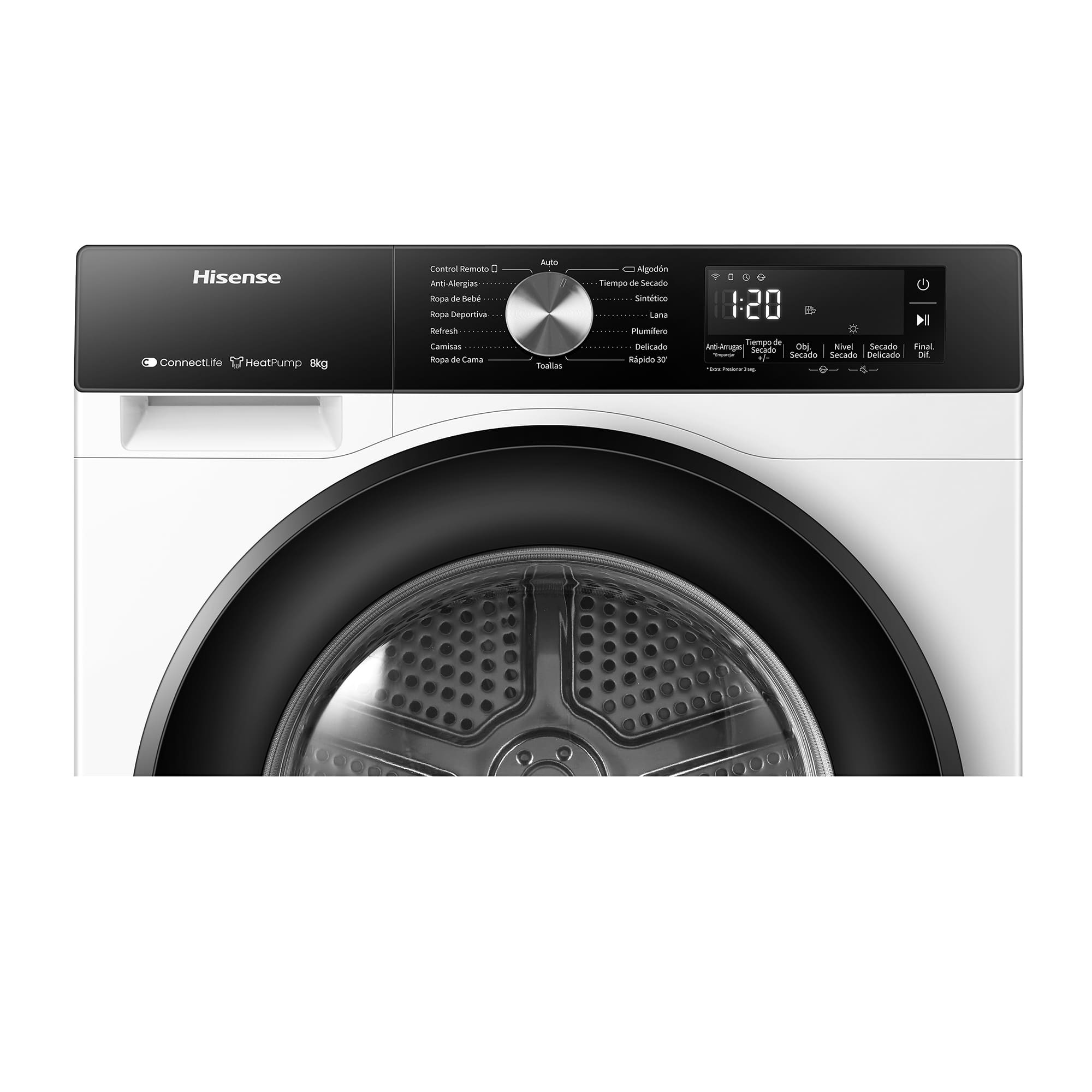 Hisense - DH3S802BW2 – Secadora De Libre Instalación, Clase D, Capacidad 8Kg, Color Blanco