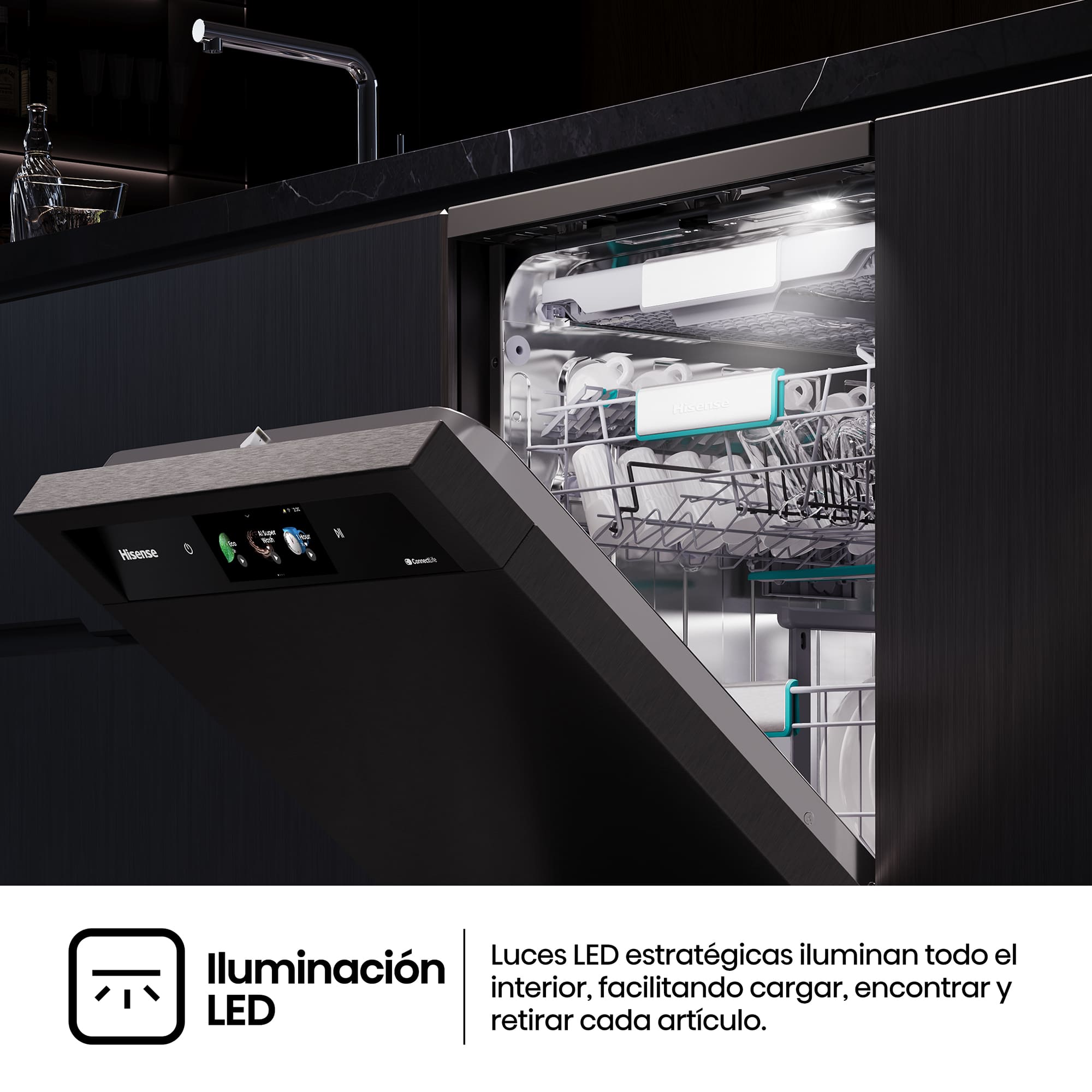 Hisense - HS693A90ADBX – Lavavajillas 60Cm De Libre Instalación, Clase A, Capacidad 16 Serv., Color Inox