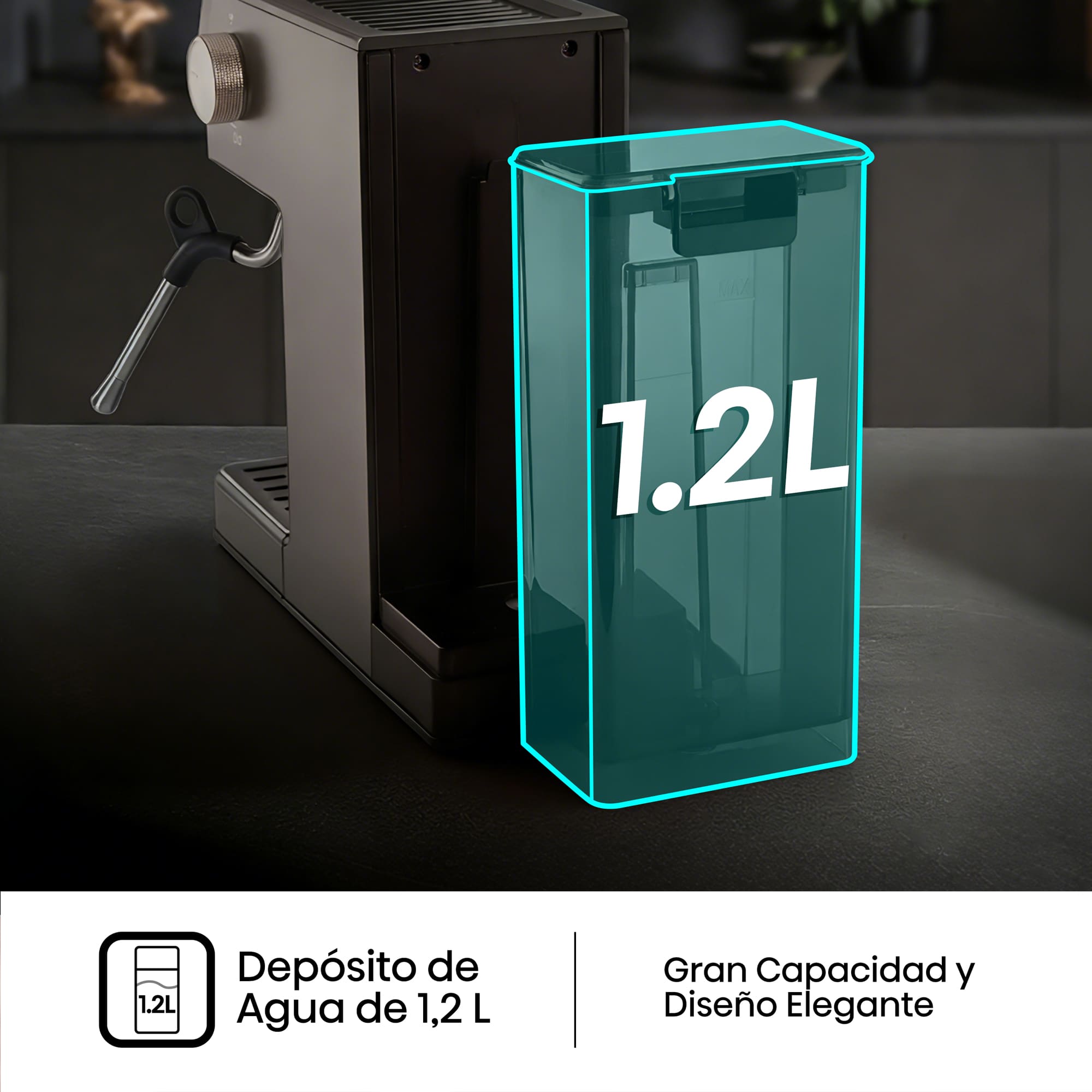 Hisense - Hisense HESCM20LP Cafetera Espresso 20 Bar con PID