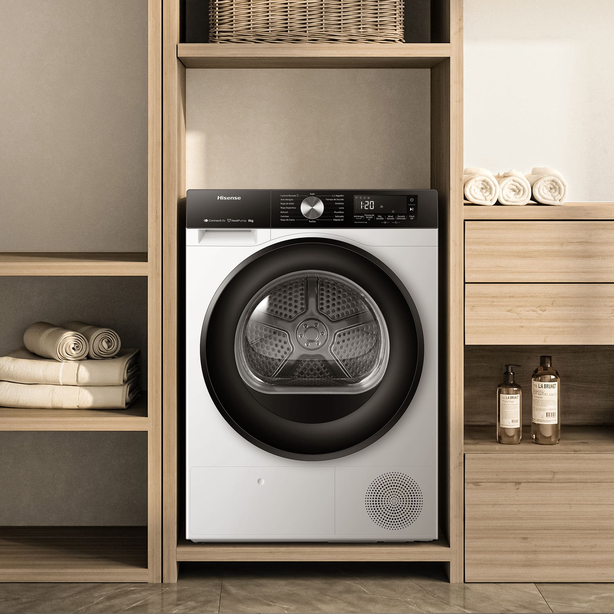 Hisense - DH3S802BW2 – Secadora De Libre Instalación, Clase D, Capacidad 8Kg, Color Blanco