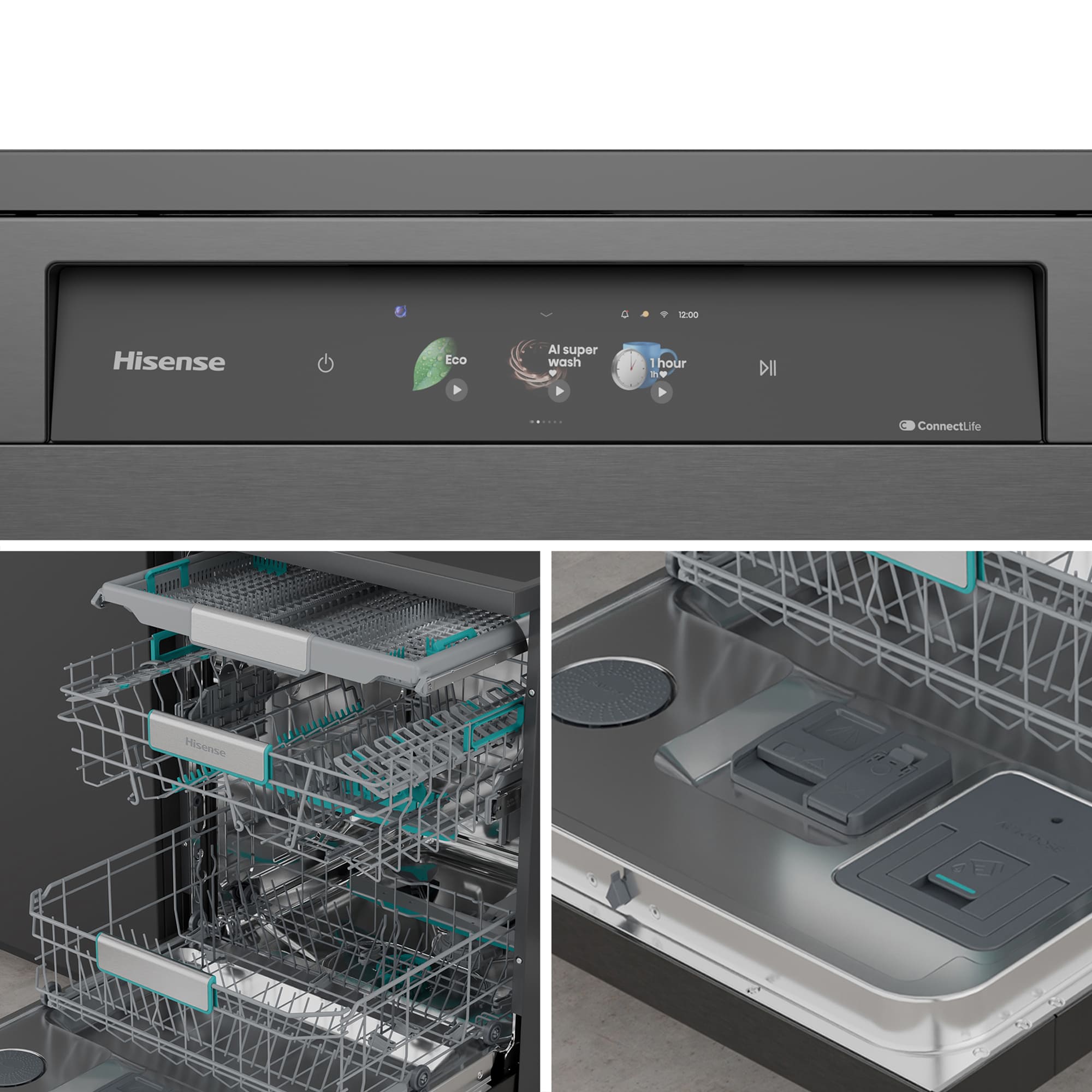 Hisense - HS693A90ADBX – Lavavajillas 60Cm De Libre Instalación, Clase A, Capacidad 16 Serv., Color Inox