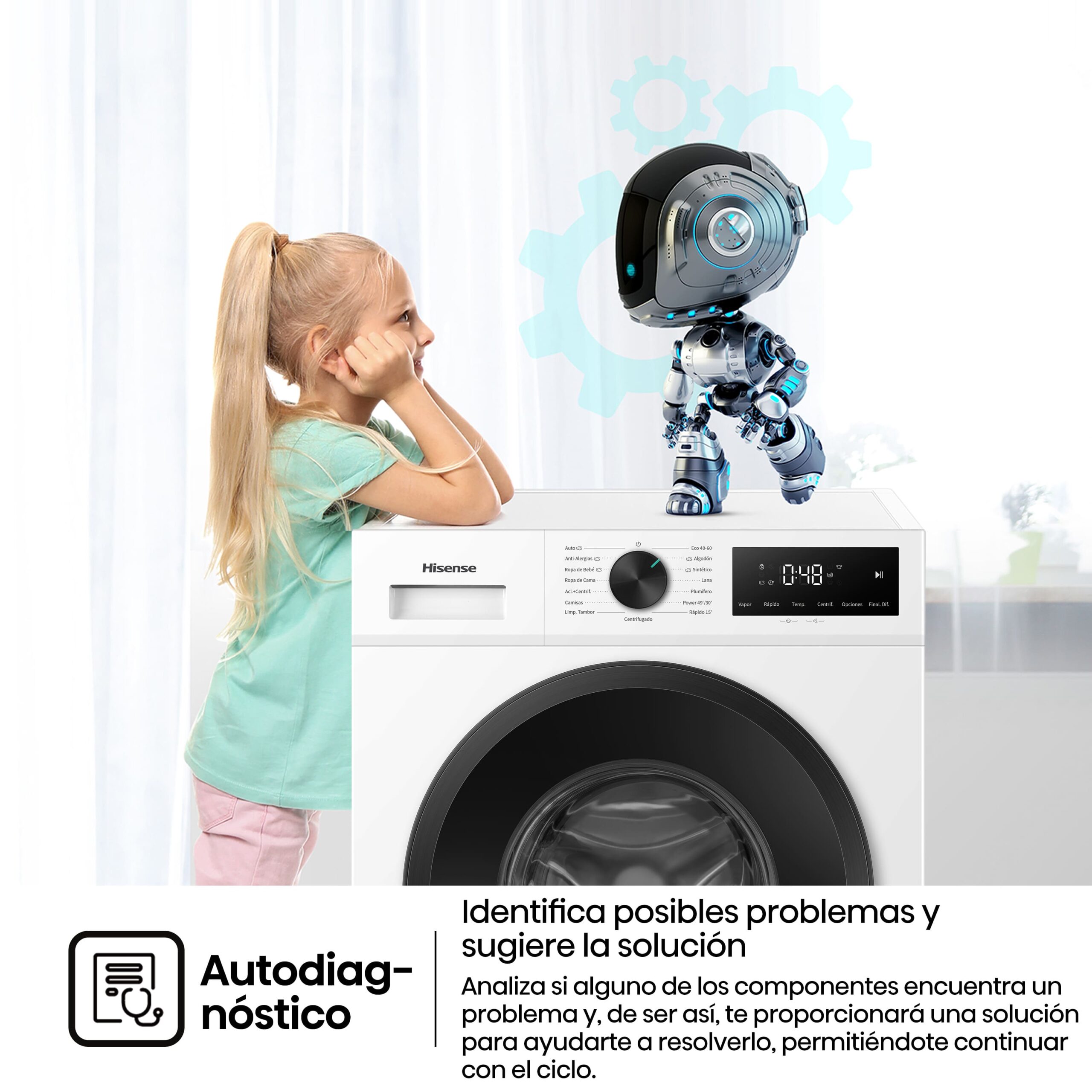 Hisense - WF1I1142BWL – Lavadora De Libre Instalación, A, 11 Kg, 1400 rpm, Color Blanco