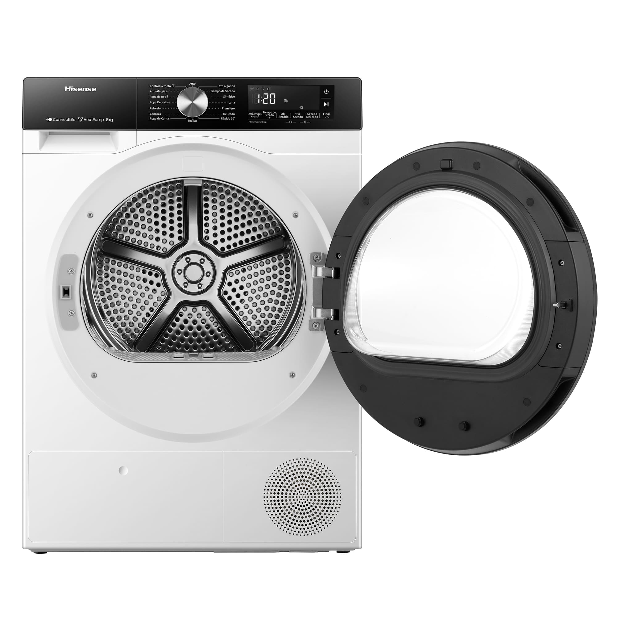 Hisense - DH3S802BW2 – Secadora De Libre Instalación, Clase D, Capacidad 8Kg, Color Blanco