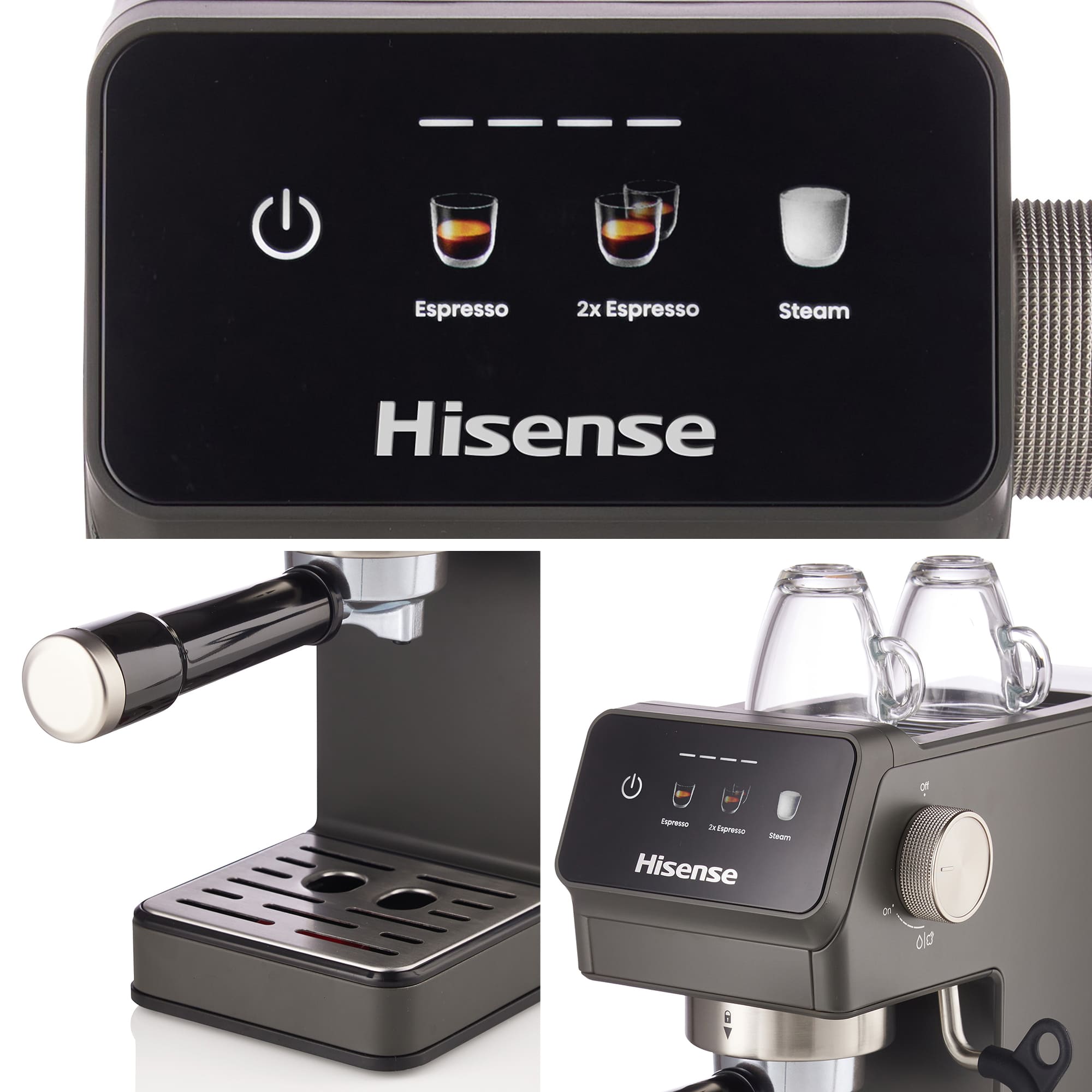 Hisense - Hisense HESCM20LP Cafetera Espresso 20 Bar con PID