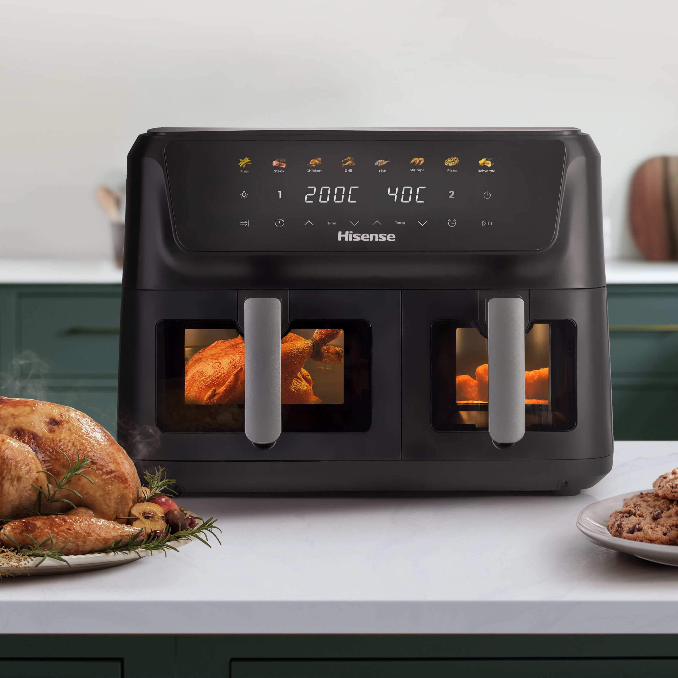 Hisense - Hisense HAF2700DCD Freidora de Aire Doble Cesta 11 L