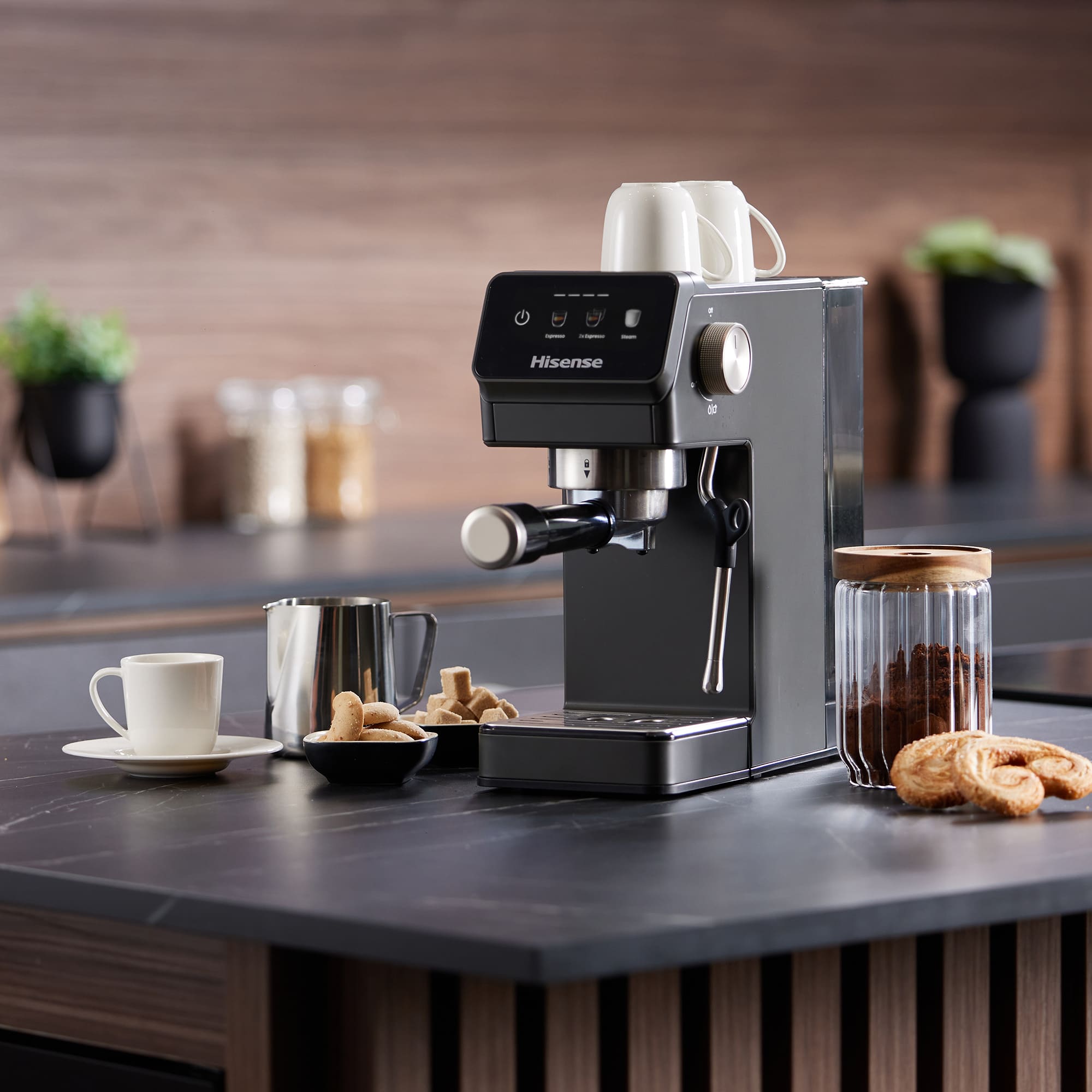 Hisense - Hisense HESCM20LP Cafetera Espresso 20 Bar con PID