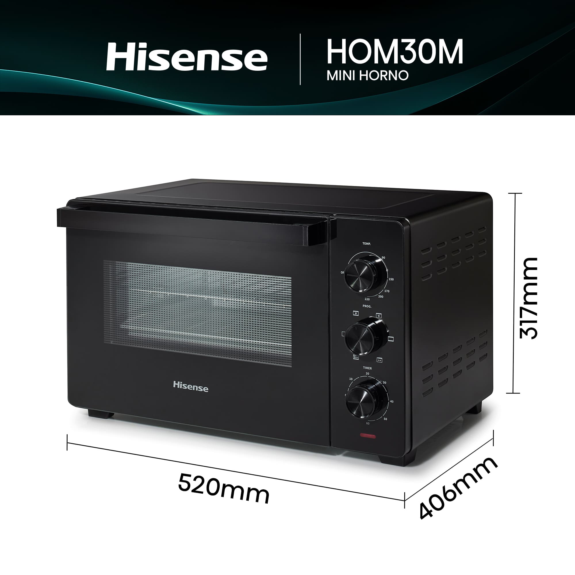 Hisense - Mini Horno Hisense HOM30M HeatWave 30 L