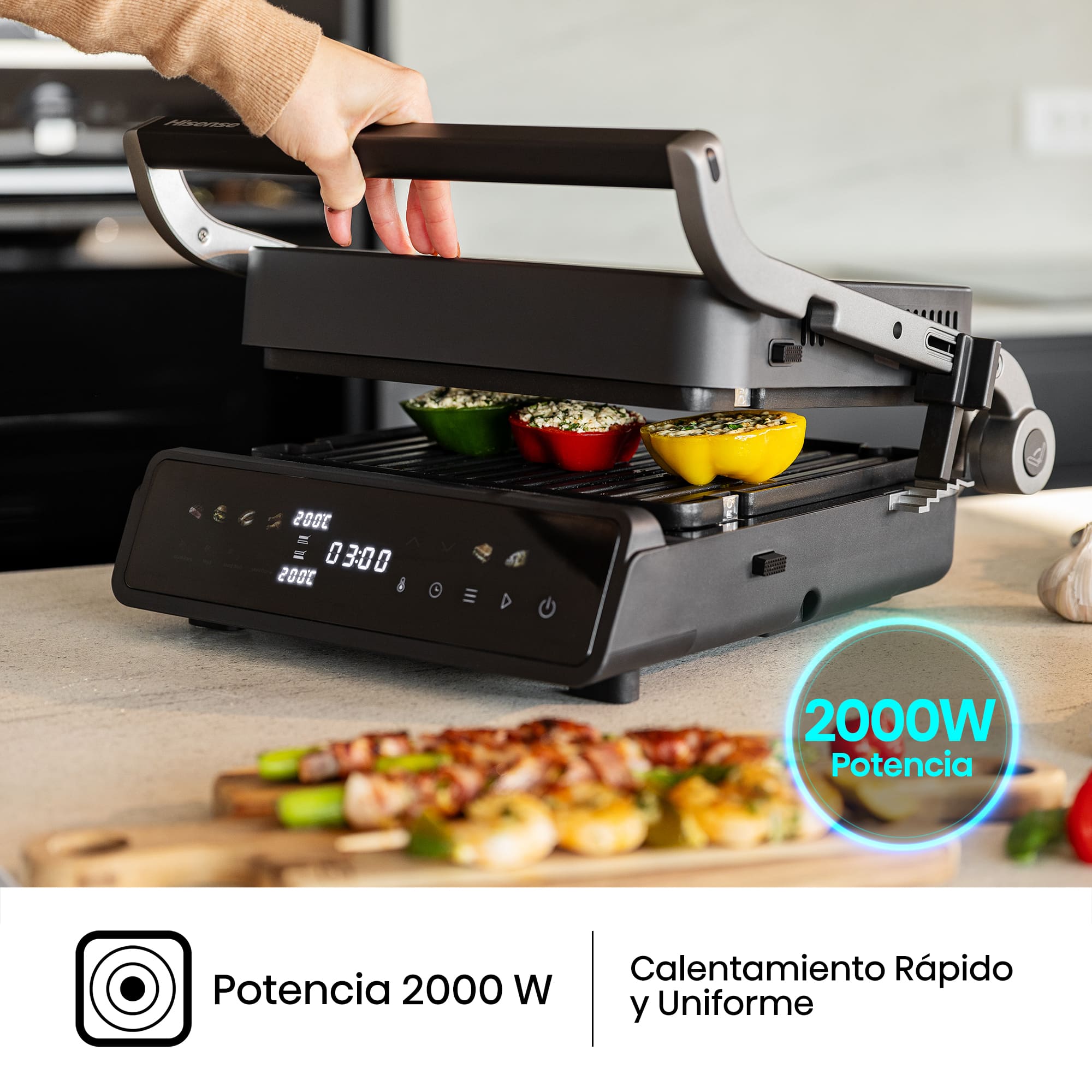 Hisense - Hisense HCG2000D Contact Grill Digital 2000 W