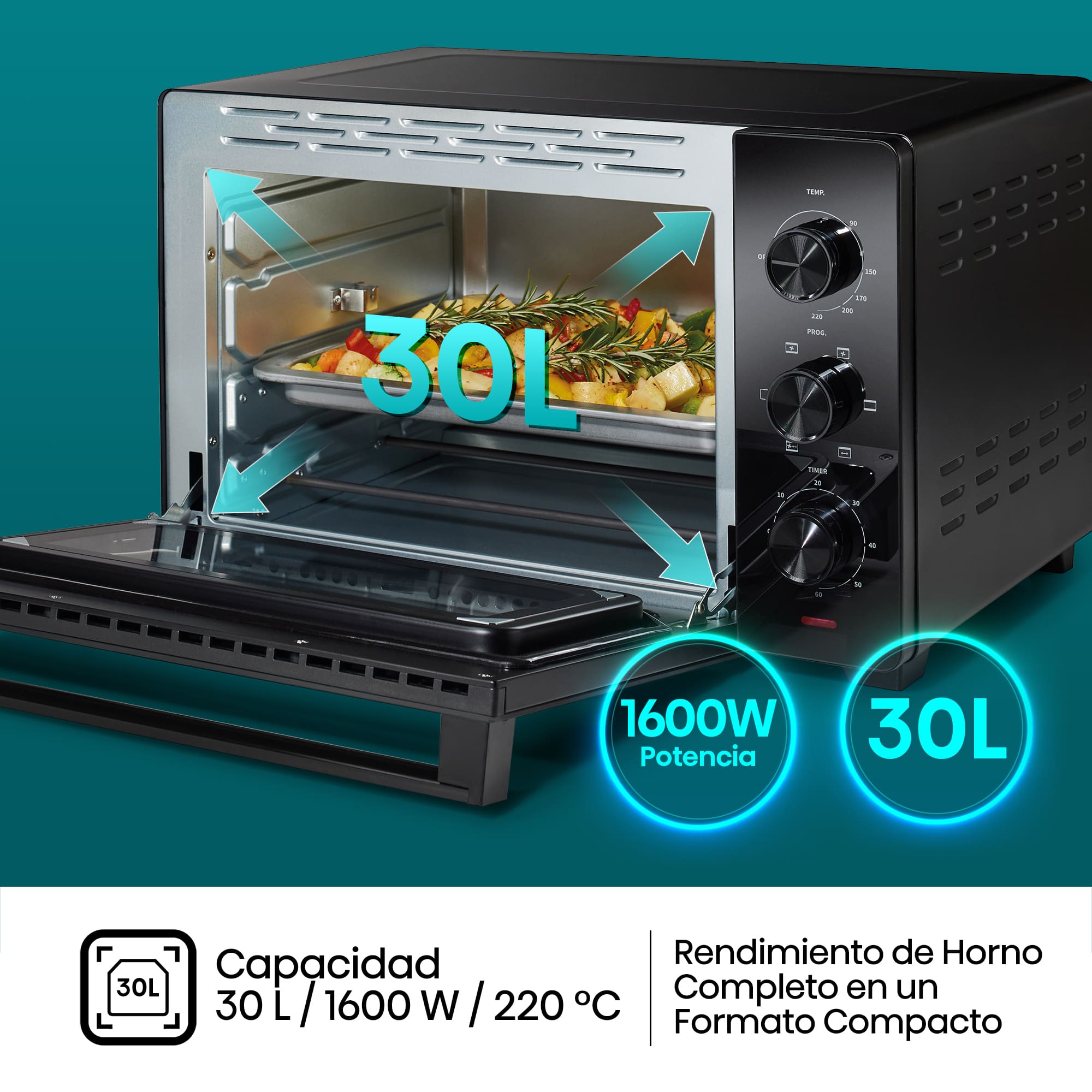 Hisense - Mini Horno Hisense HOM30M HeatWave 30 L