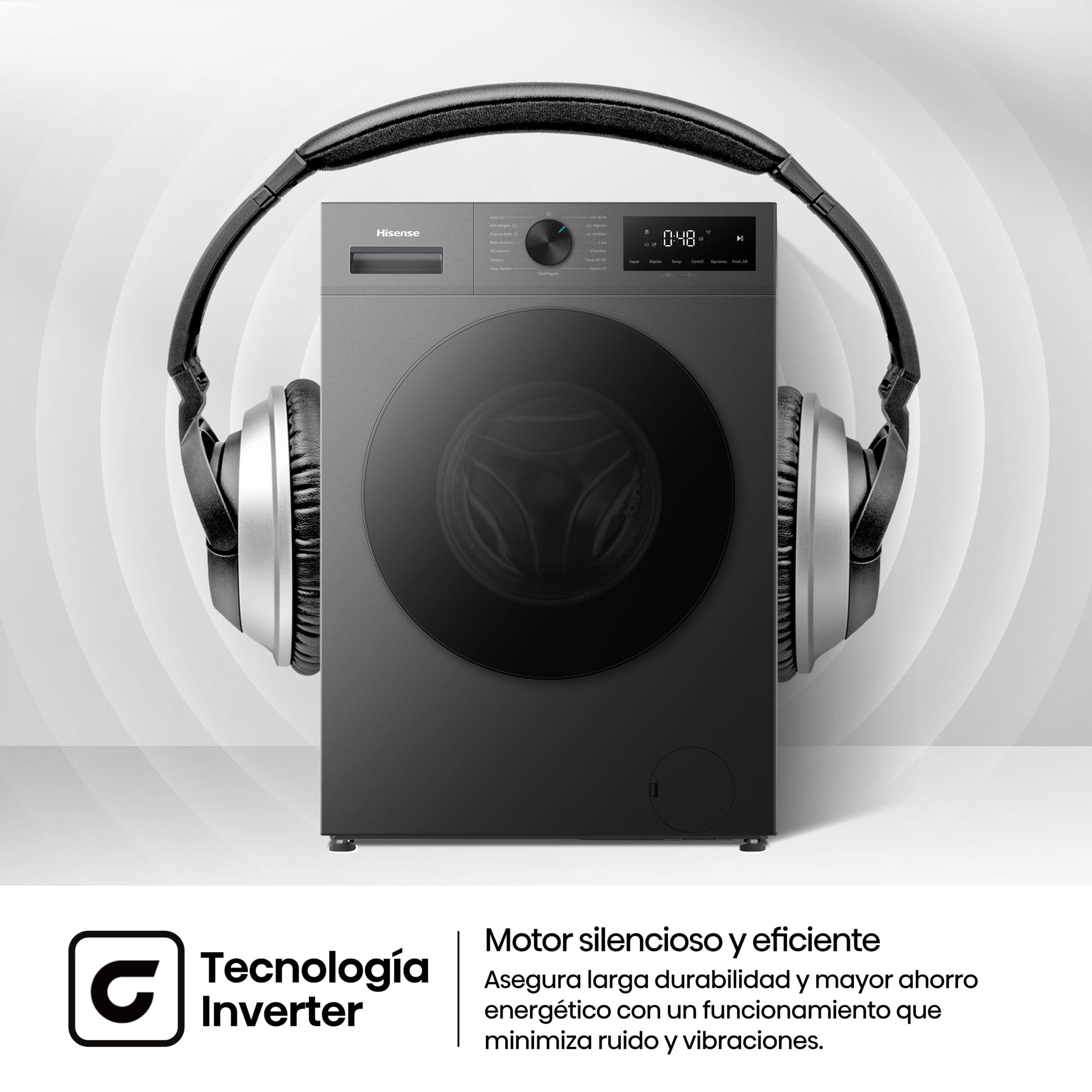 Hisense - WF1I9042BTP2 – Lavadora De Libre Instalación, Clase A, 9 Kg, 1400 rpm, Inox