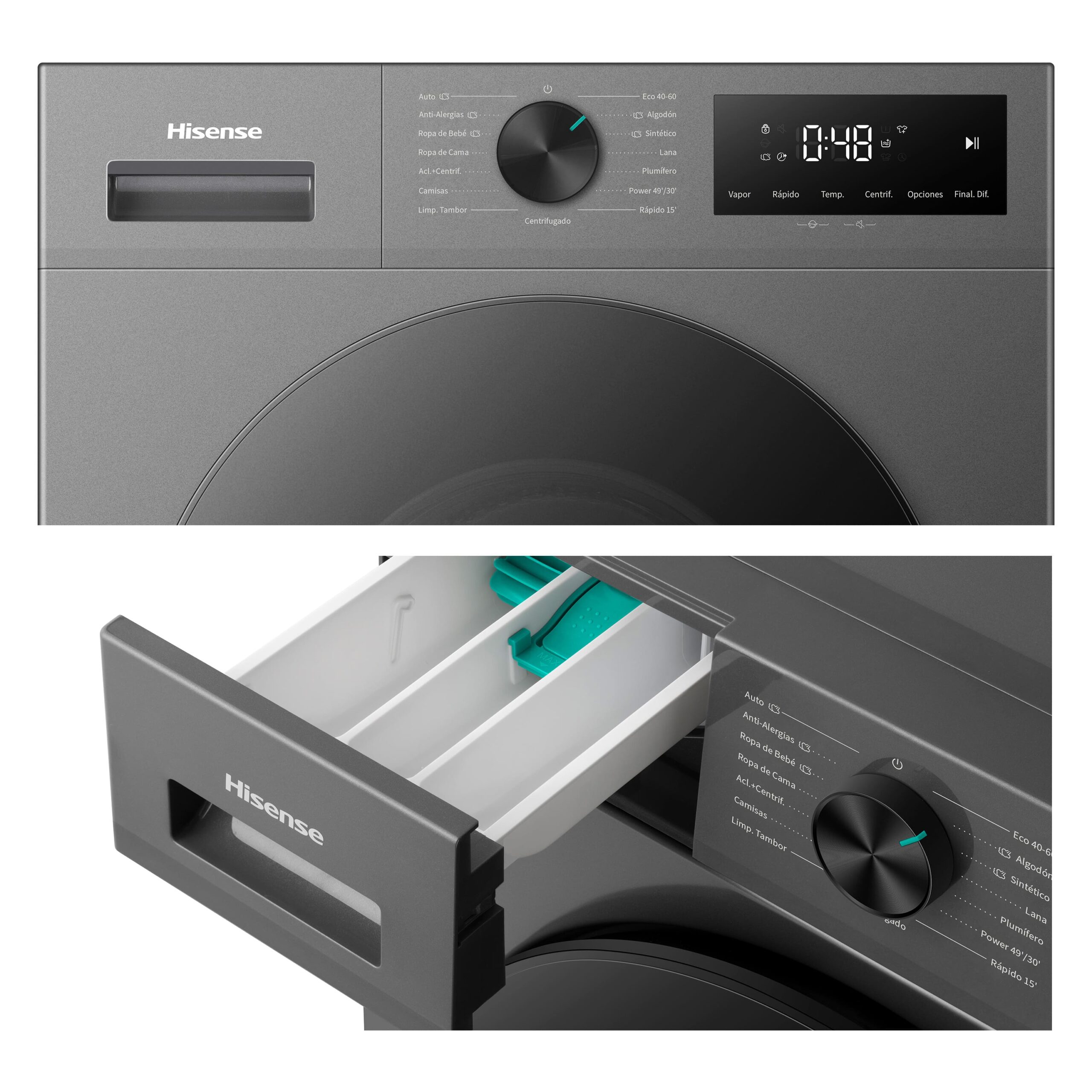 Hisense - WF1I9042BTP2 – Lavadora De Libre Instalación, Clase A, 9 Kg, 1400 rpm, Inox