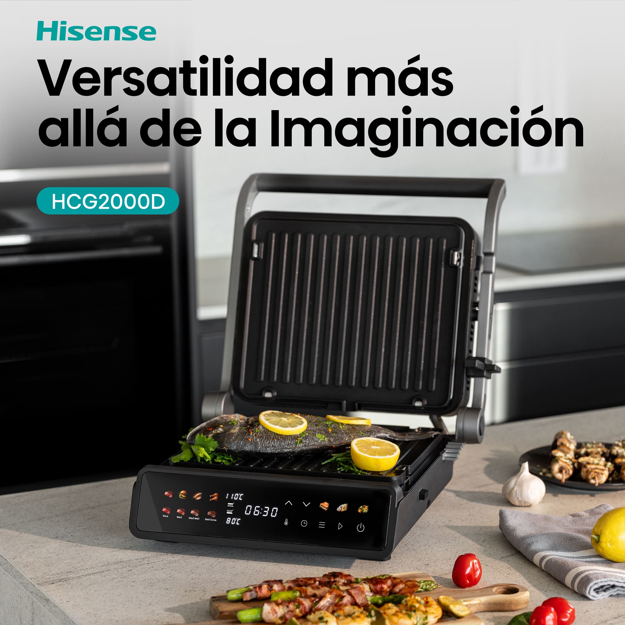 Hisense - Hisense HCG2000D Contact Grill Digital 2000 W