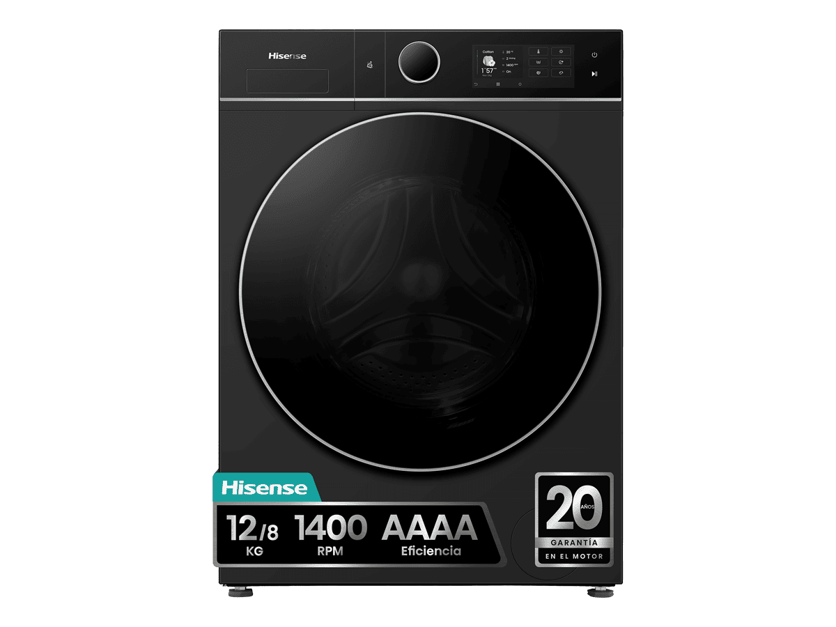 WD5I1245BBRH - Lavasecadora De Libre Instalación Kitchen Fit, Clase A, 12 kg/8 kg, 1400 rpm, Color Negro