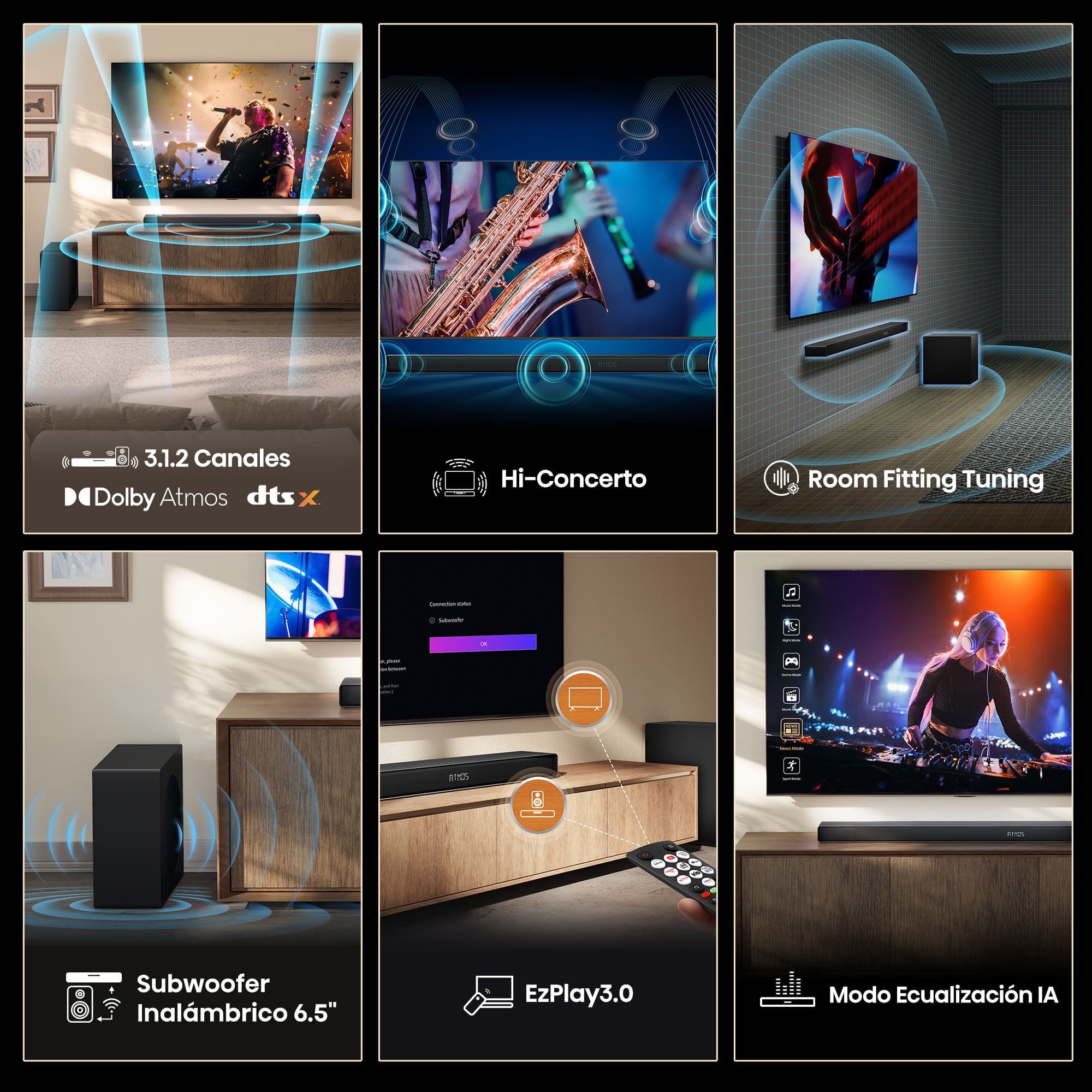 Hisense - Hisense AX3120Q Barra de sonido 3.1.2, 440W, Dolby Atmos & DTS:X