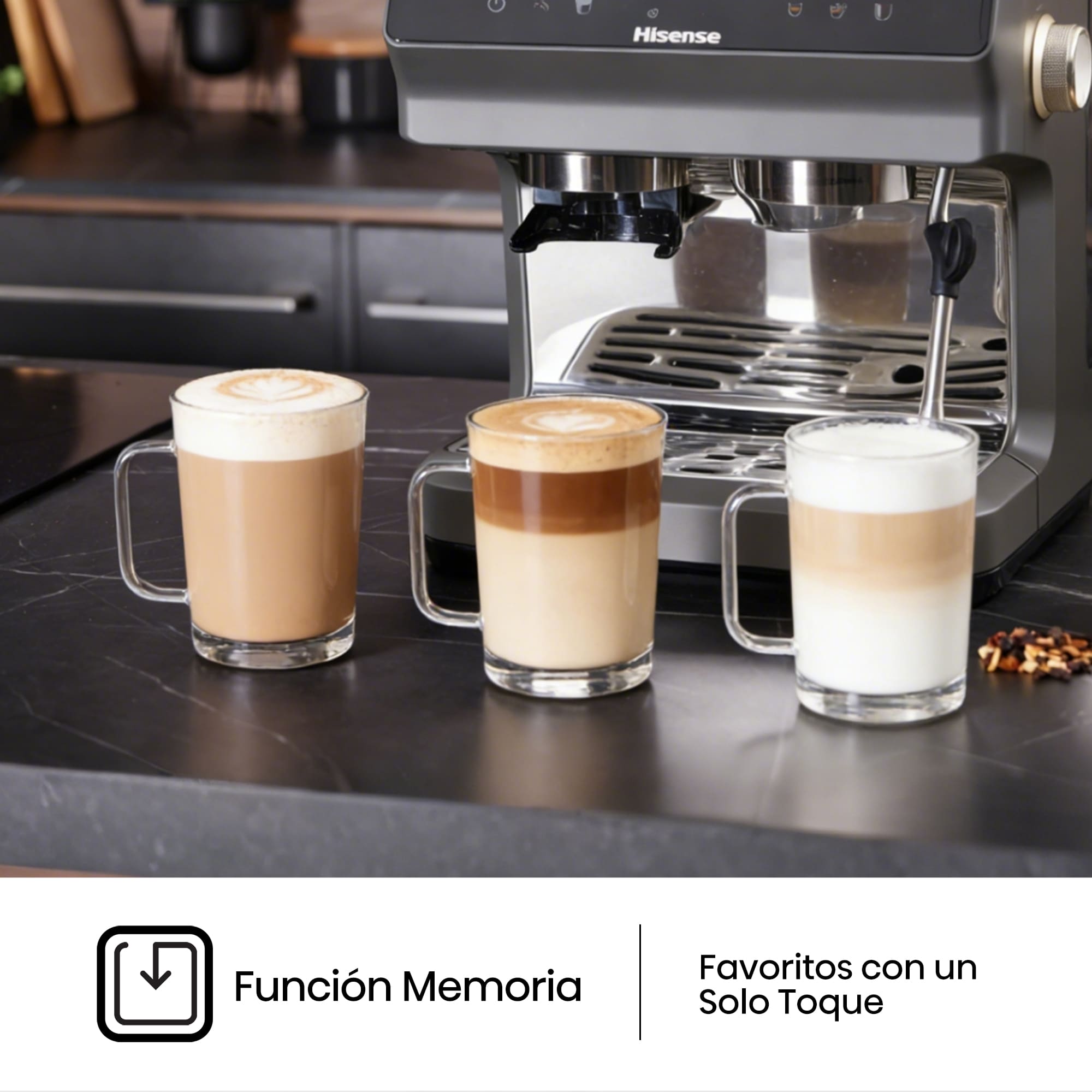 Hisense - Hisense HSACM20LP Cafetera Espresso Automática 20 Bar con Molinillo y PID