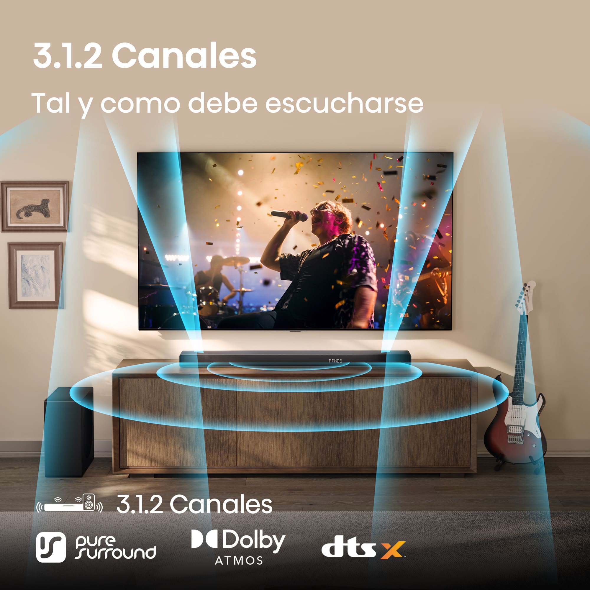 Hisense - Hisense AX3120Q Barra de sonido 3.1.2, 440W, Dolby Atmos & DTS:X