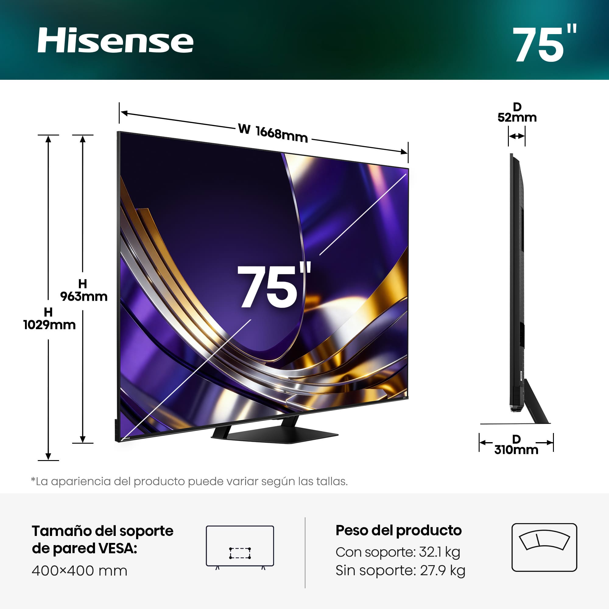 Hisense - Serie U7 PRO MiniLED PRO Hisense TV 75U7S PRO