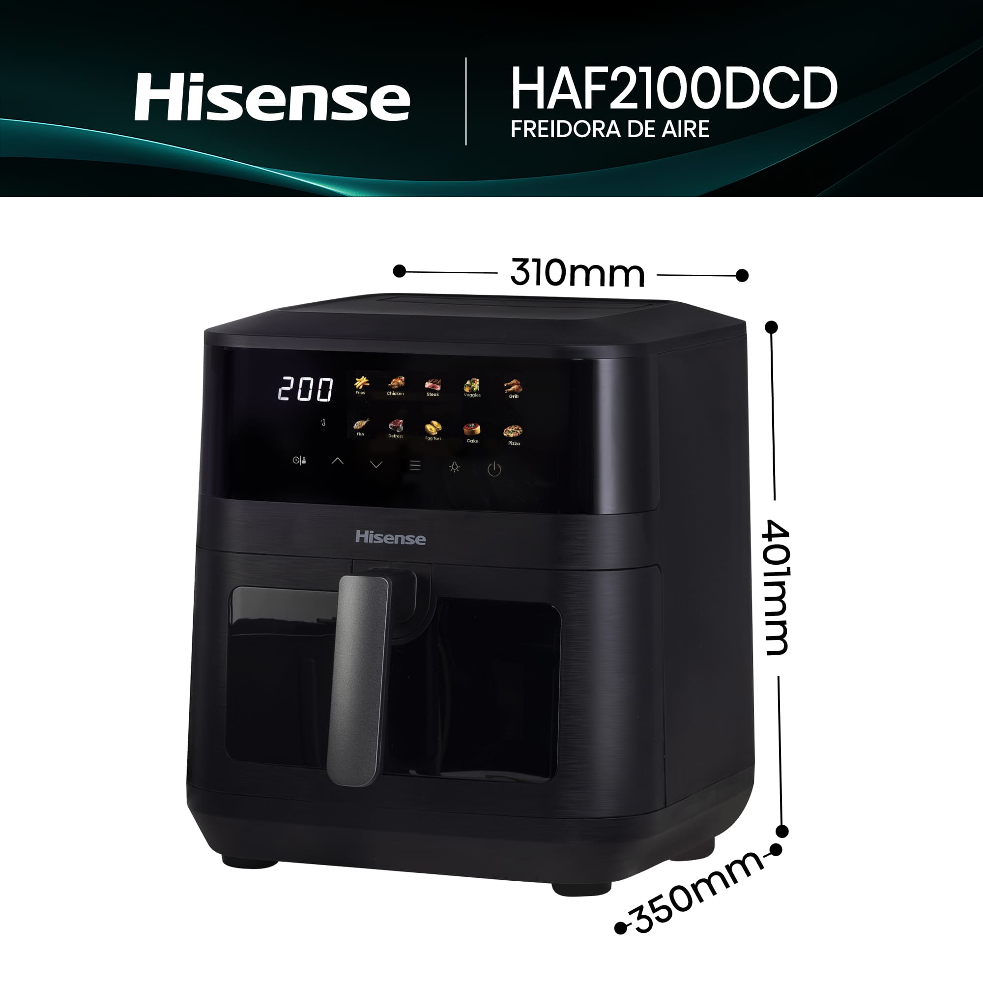 Hisense - Hisense HAF2100DCD Freidora de Aire 7,7 L