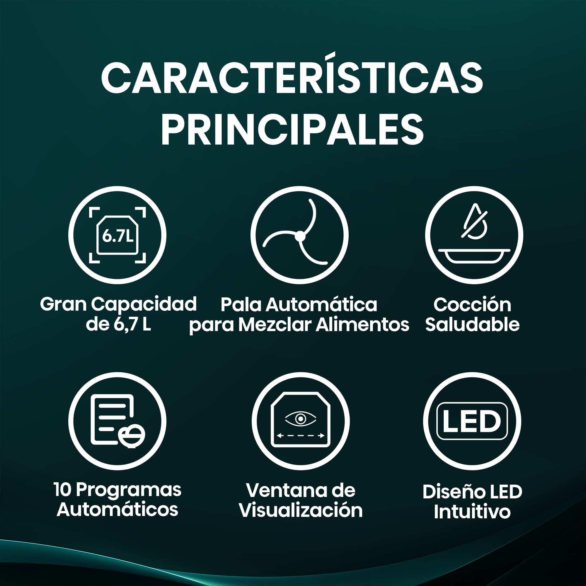 Hisense - Hisense HAF1350DR Freidora de Aire 6,7 L